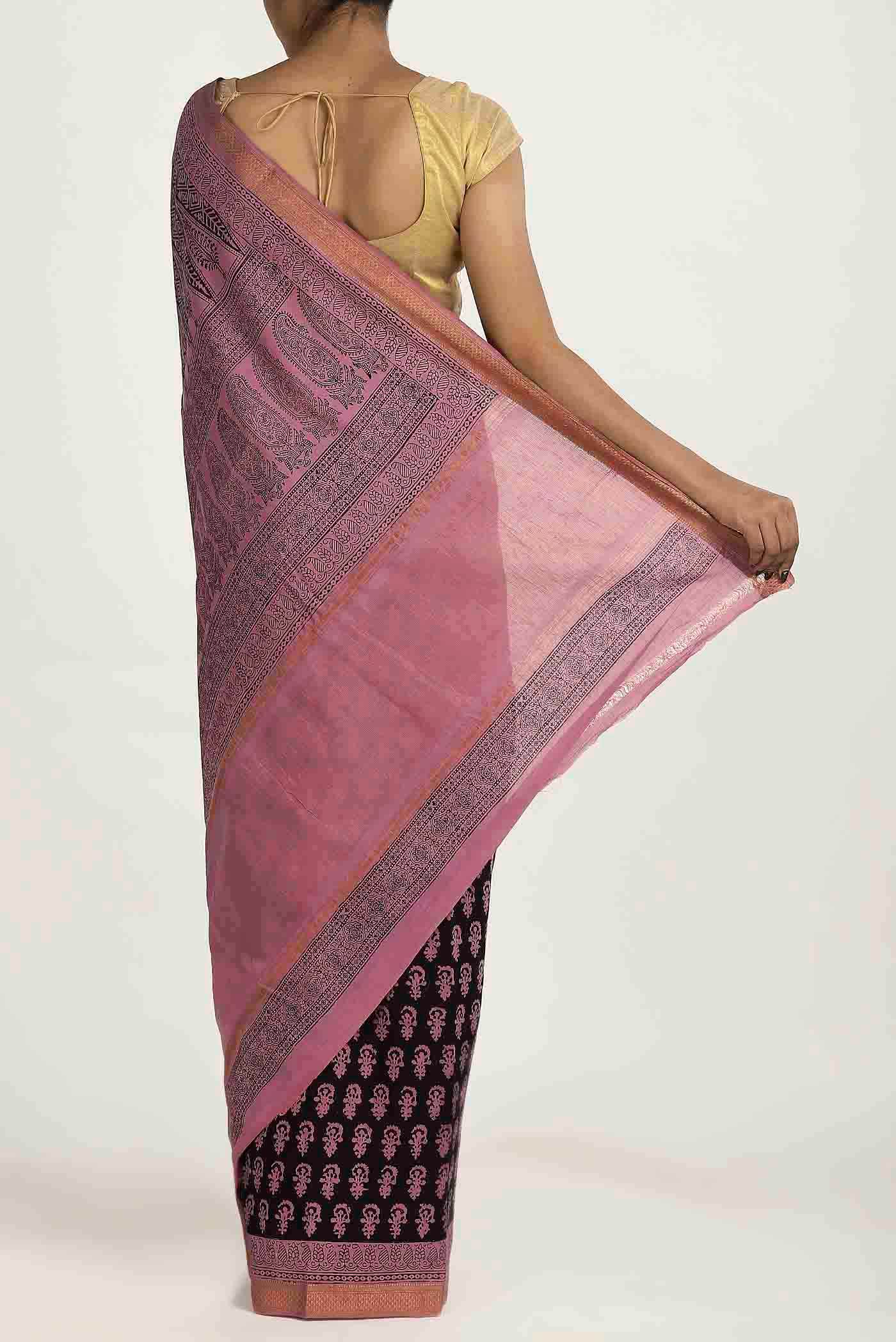 Black Mangalagiri Cotton Saree