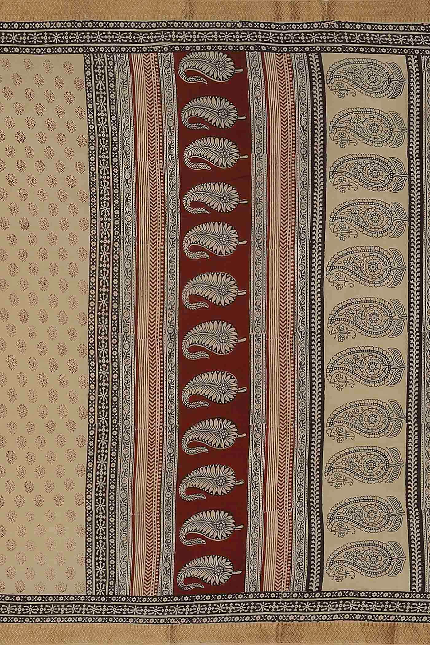 Cream Mangalagiri Cotton Saree