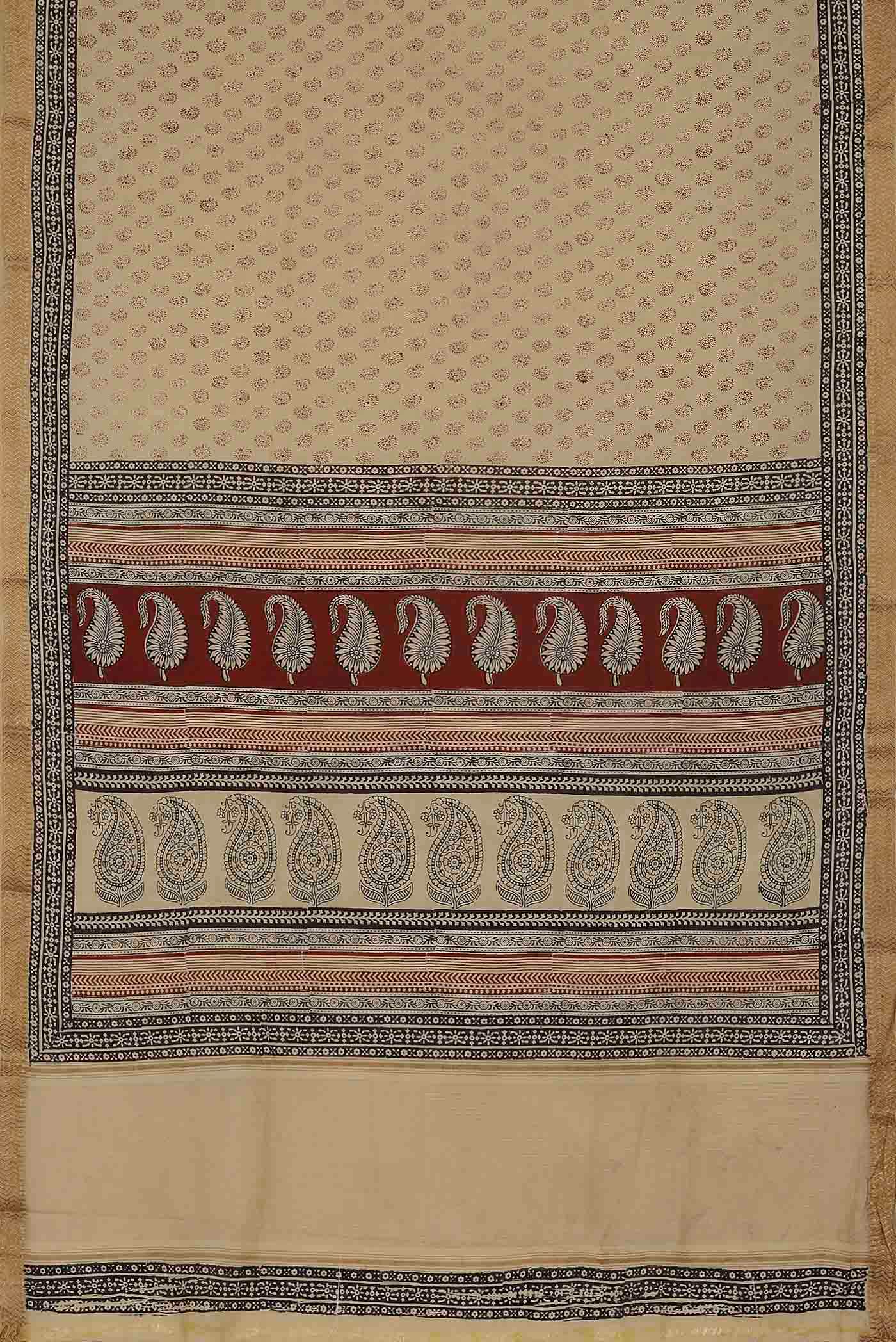 Cream Mangalagiri Cotton Saree