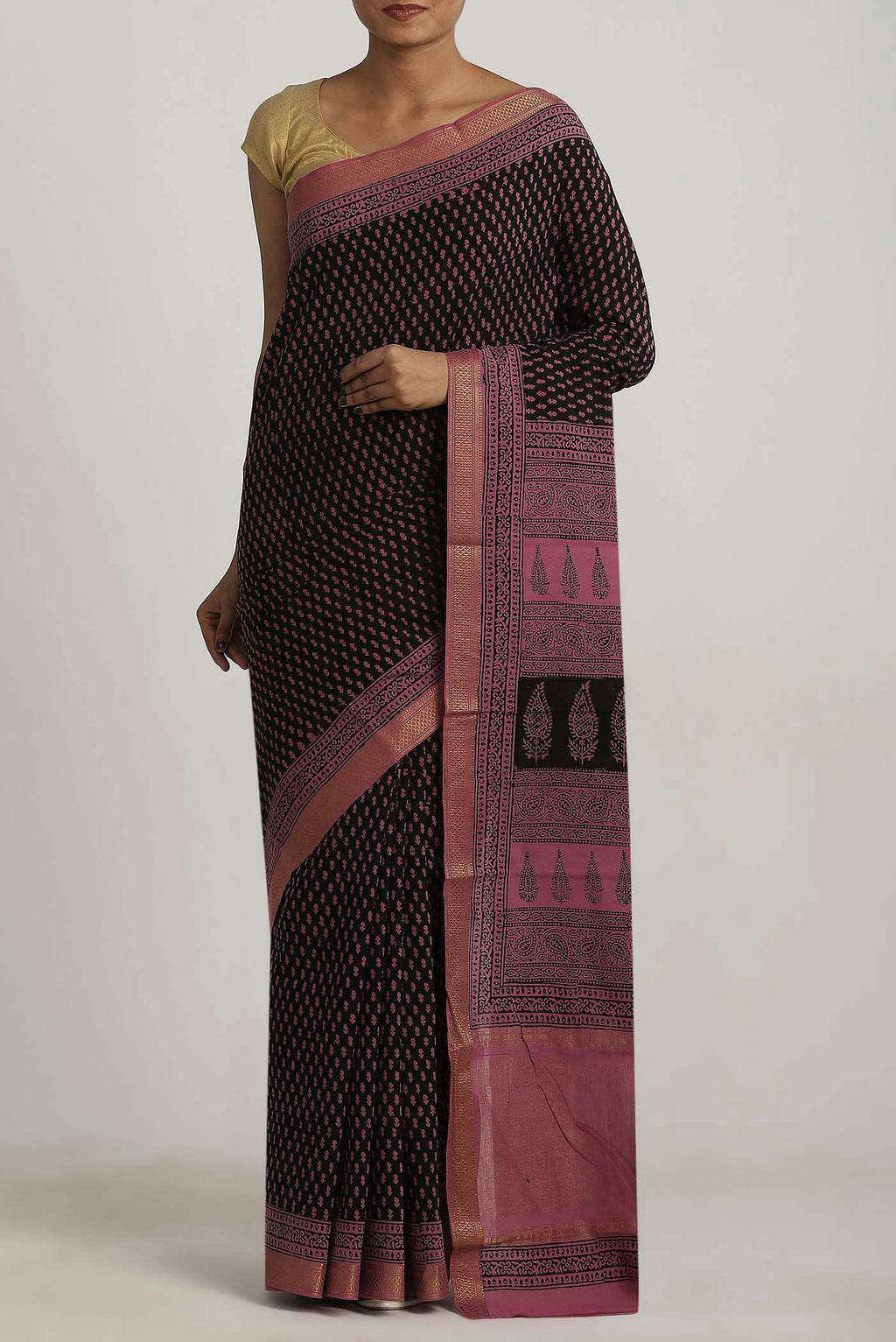 Black Mangalagiri Cotton Saree