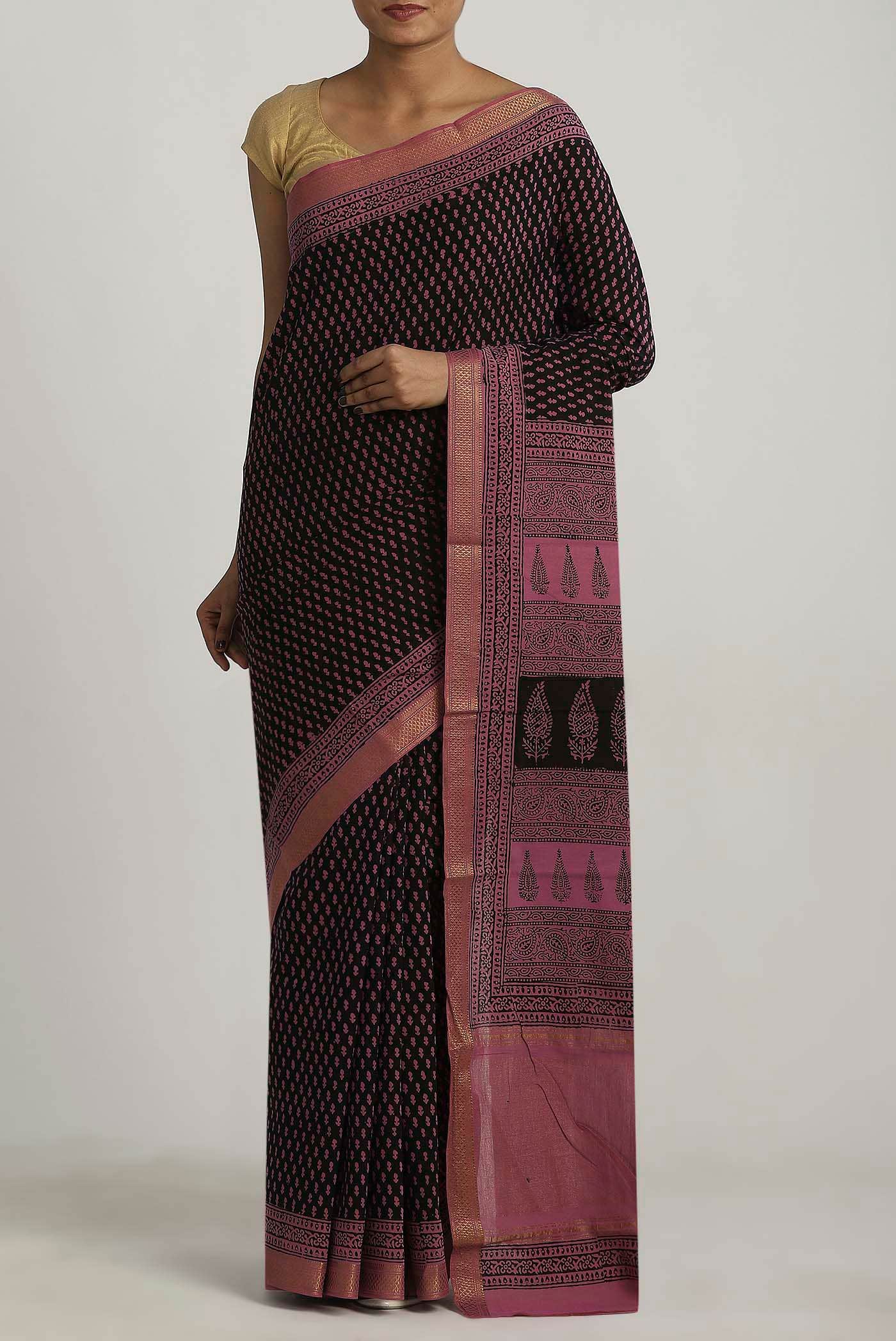 Black Mangalagiri Cotton Saree