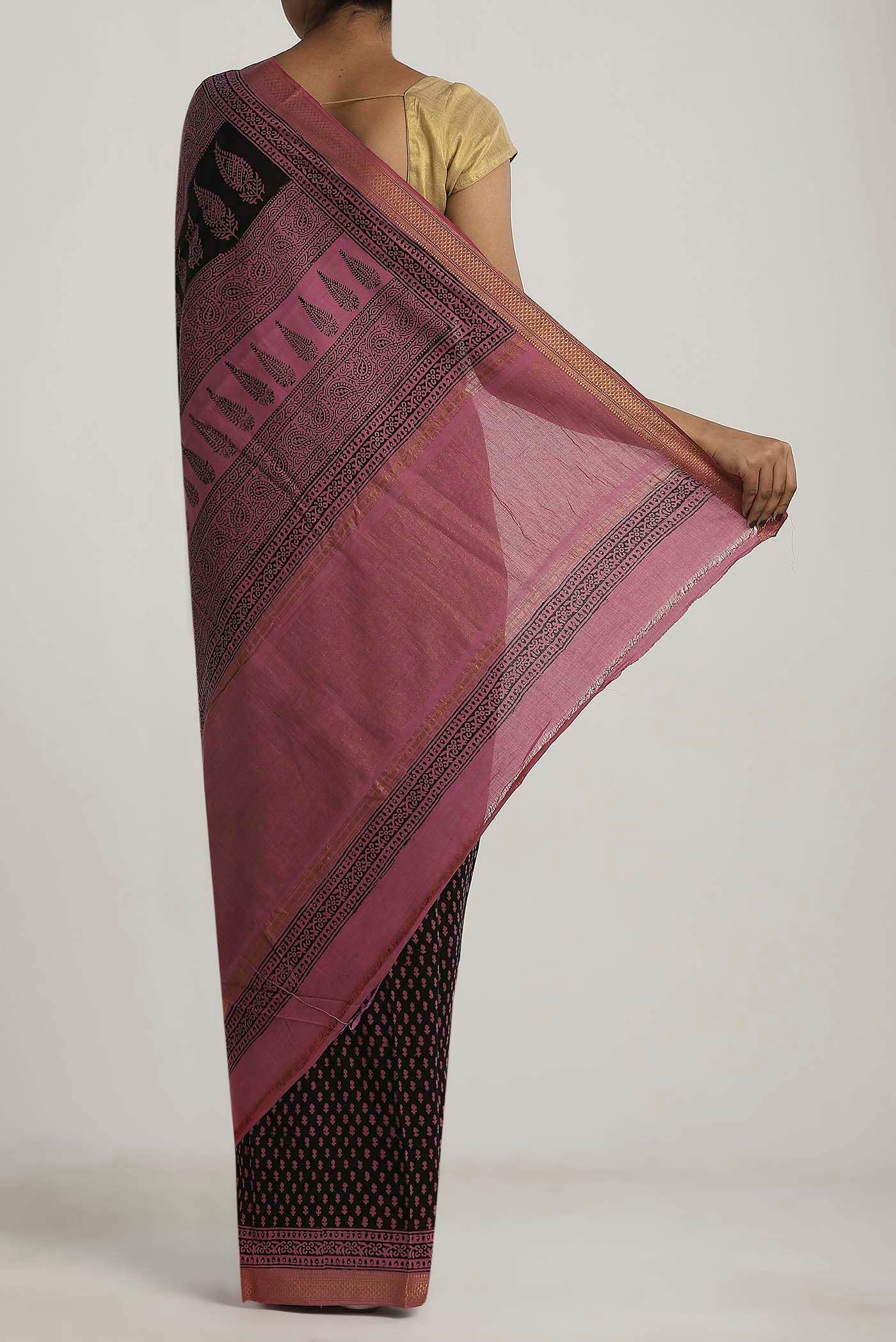 Black Mangalagiri Cotton Saree