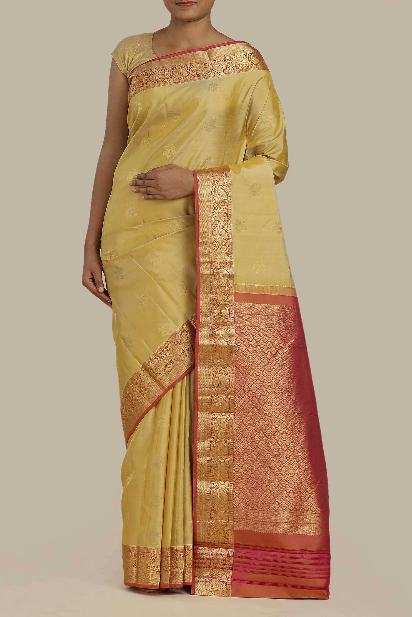 Beige Kanchipuram Silk Saree