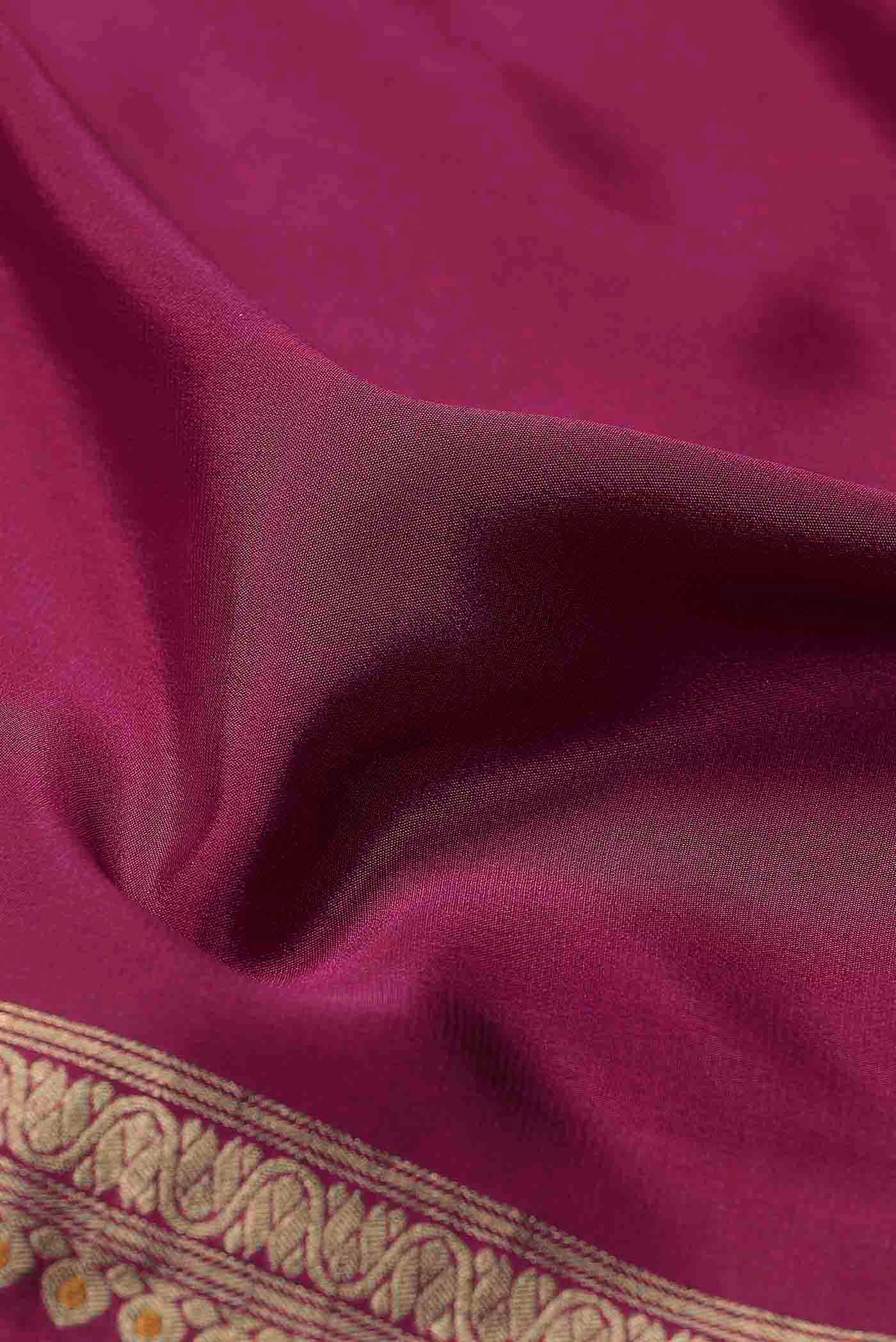 Dark Pink Mysore Crepe Saree