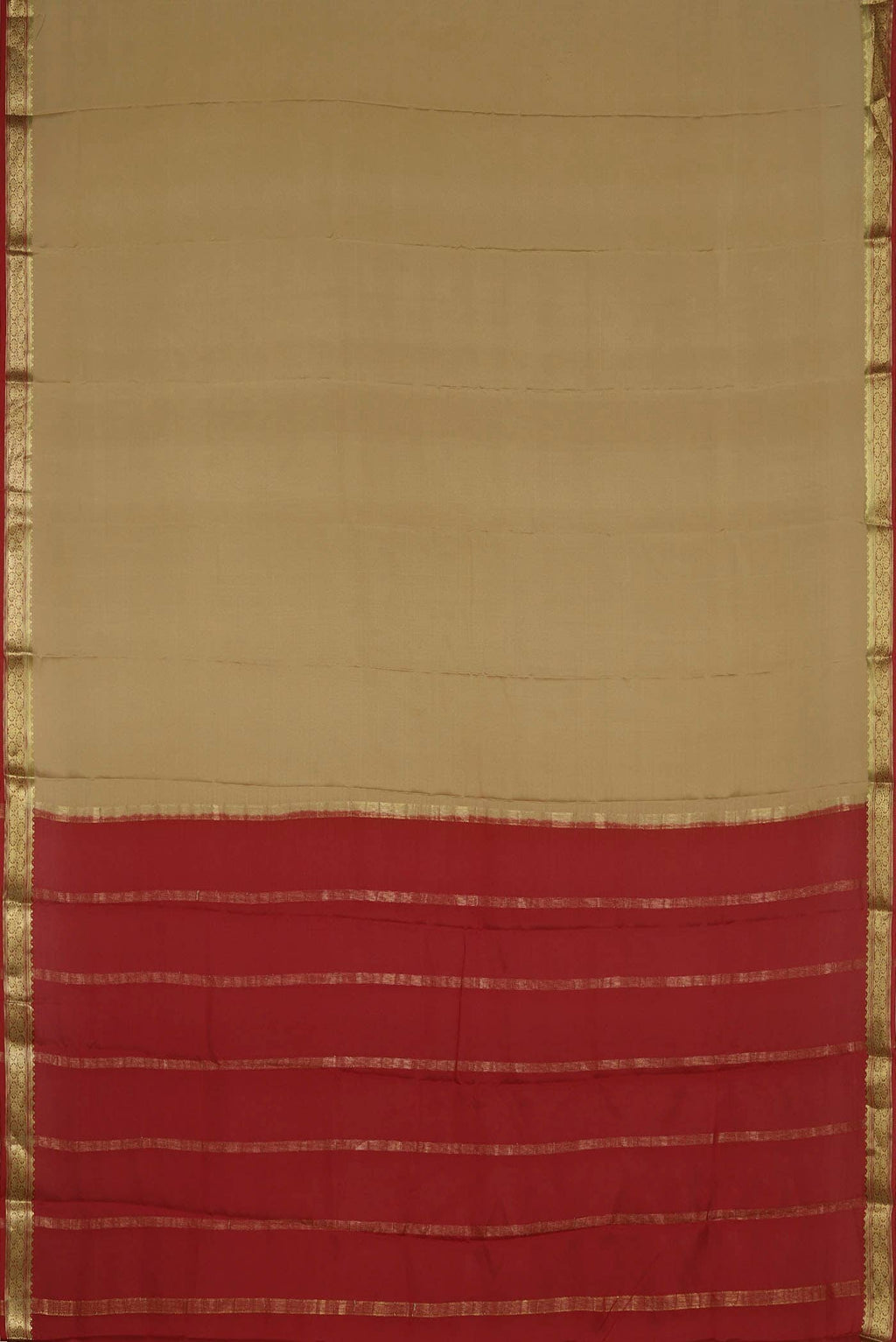 Beige Mysore Crepe Saree
