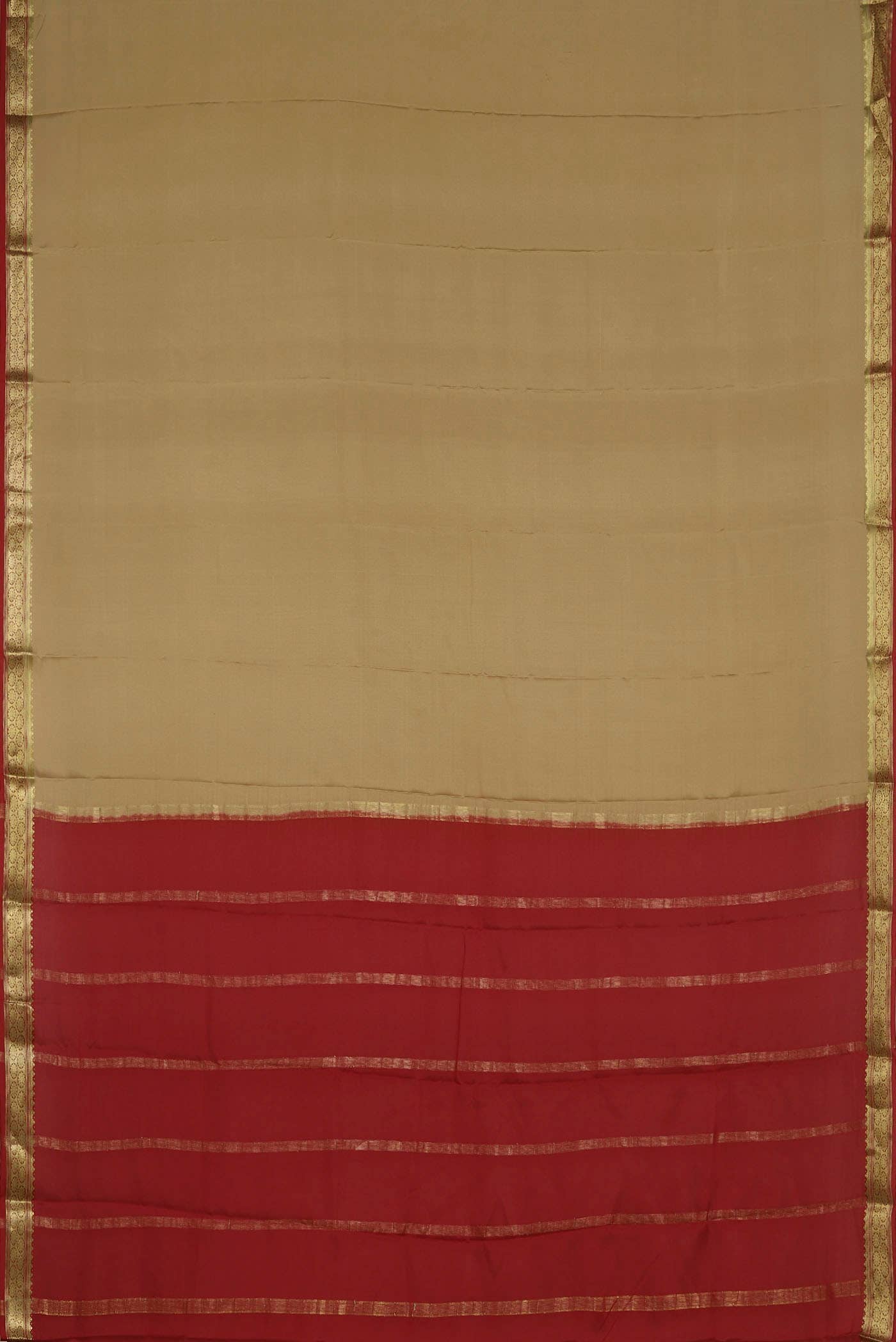Beige Mysore Crepe Saree