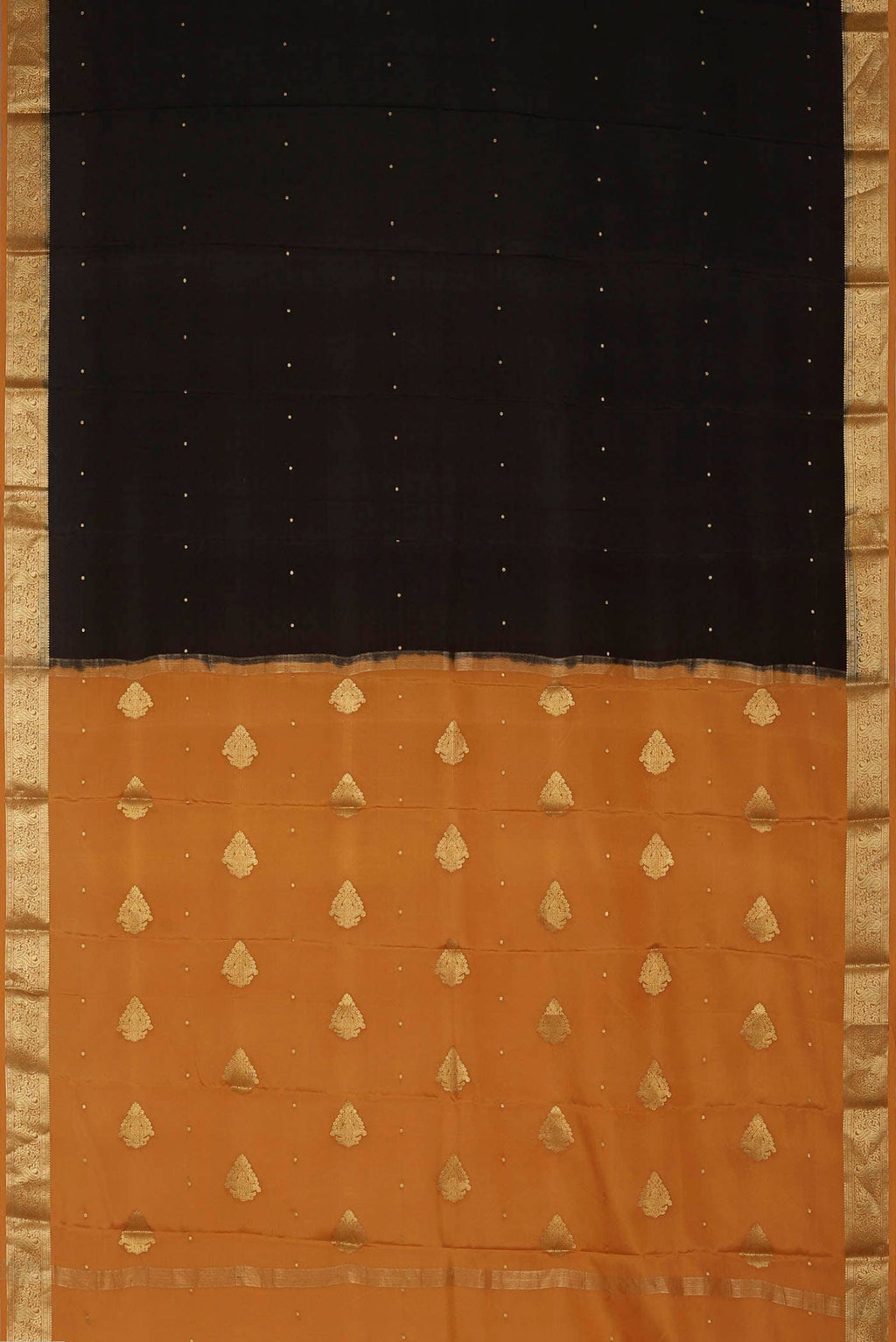 Black Mysore Crepe Saree