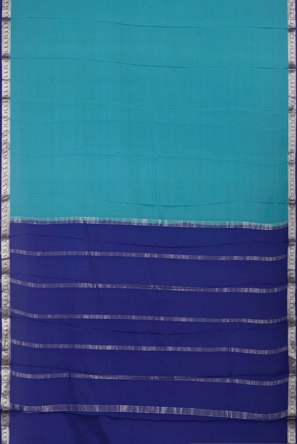 Blue Mysore Crepe Saree