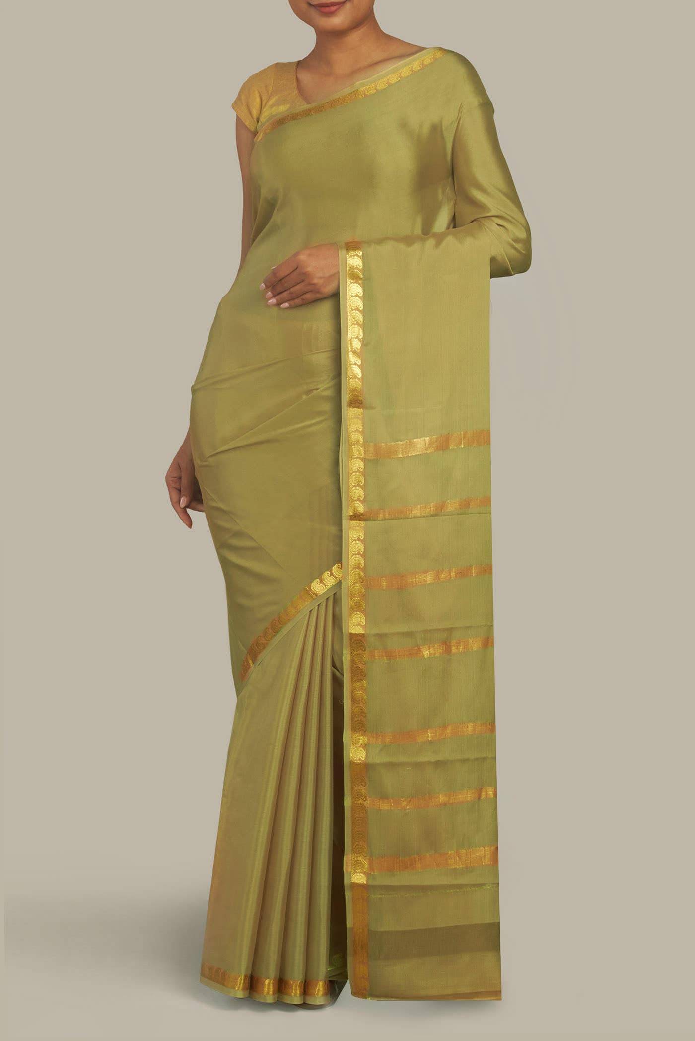 Green Mysore Crepe Saree