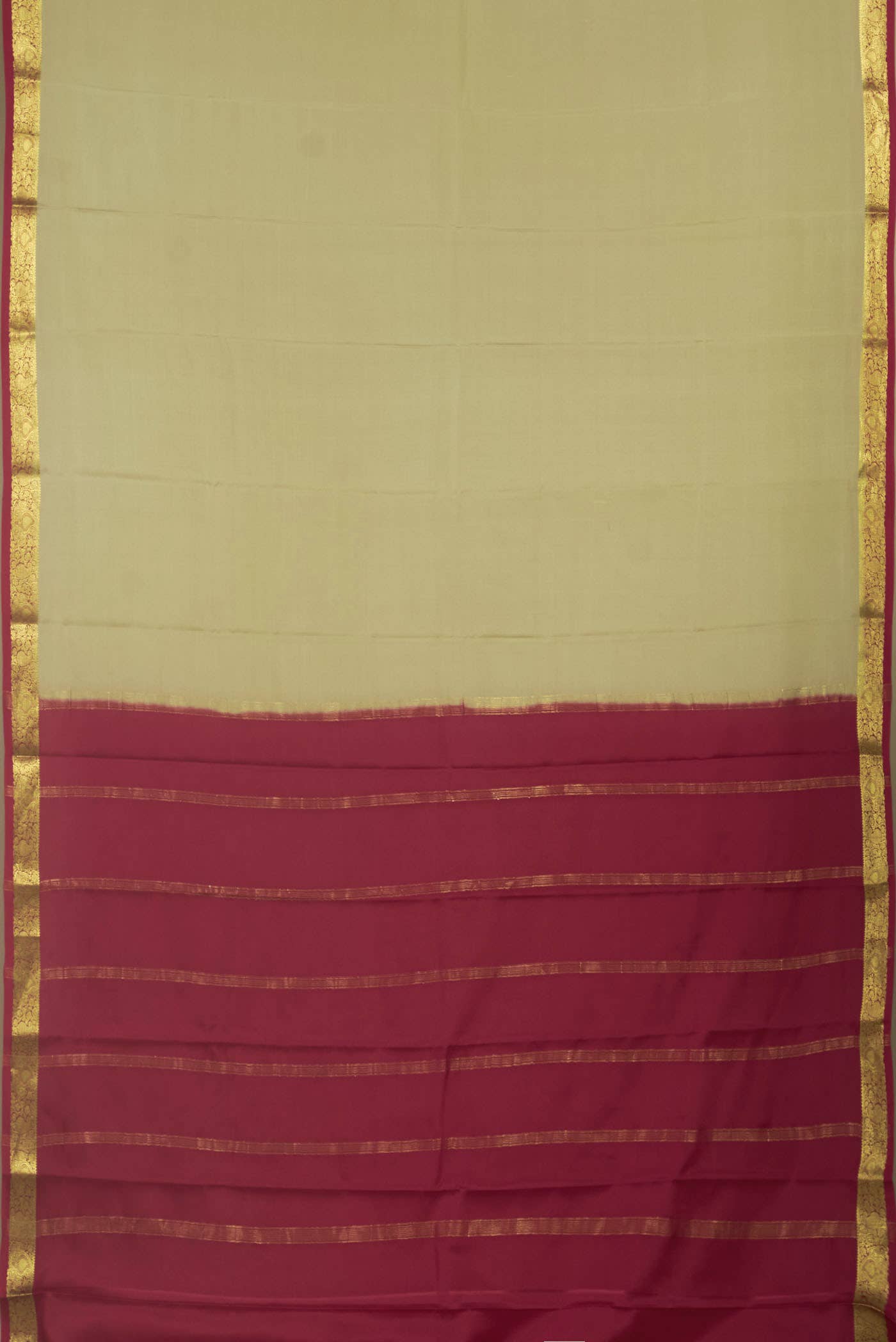 Cream Mysore Crepe Saree