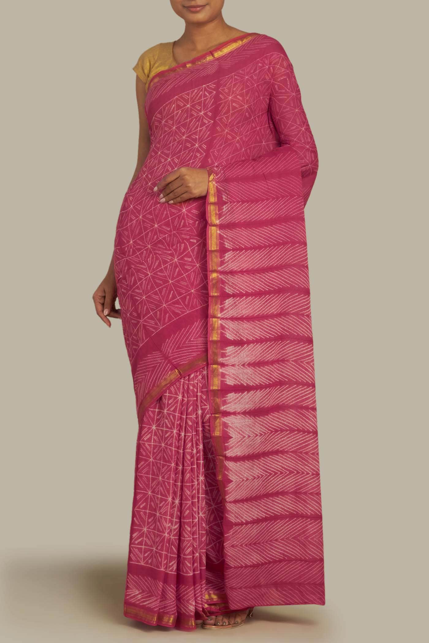 Pink Chanderi Silk Cotton Saree