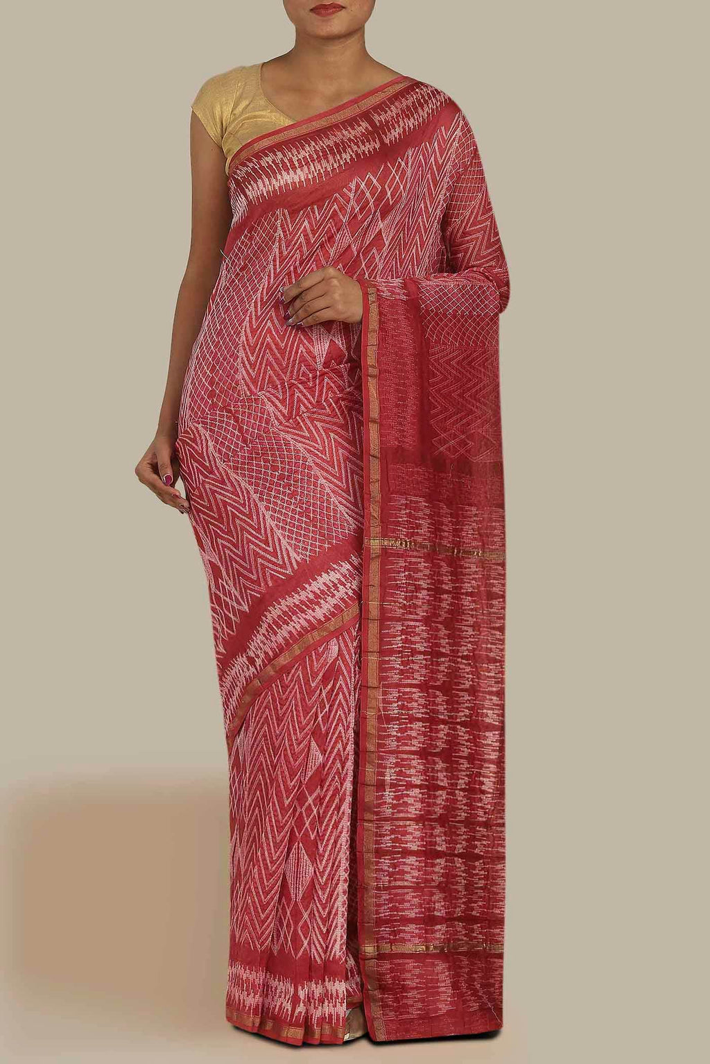 Red Chanderi Silk Cotton Saree