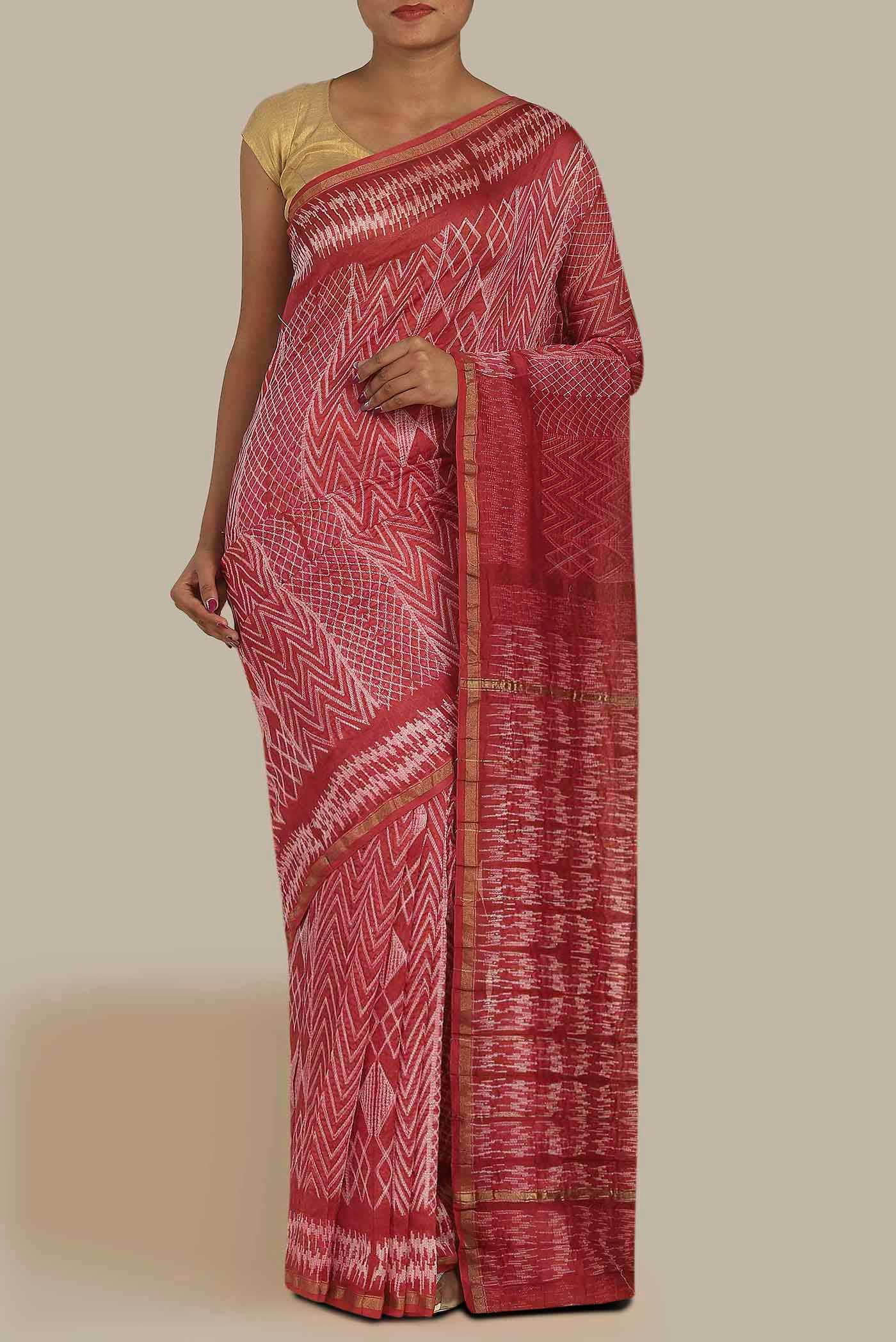 Red Chanderi Silk Cotton Saree