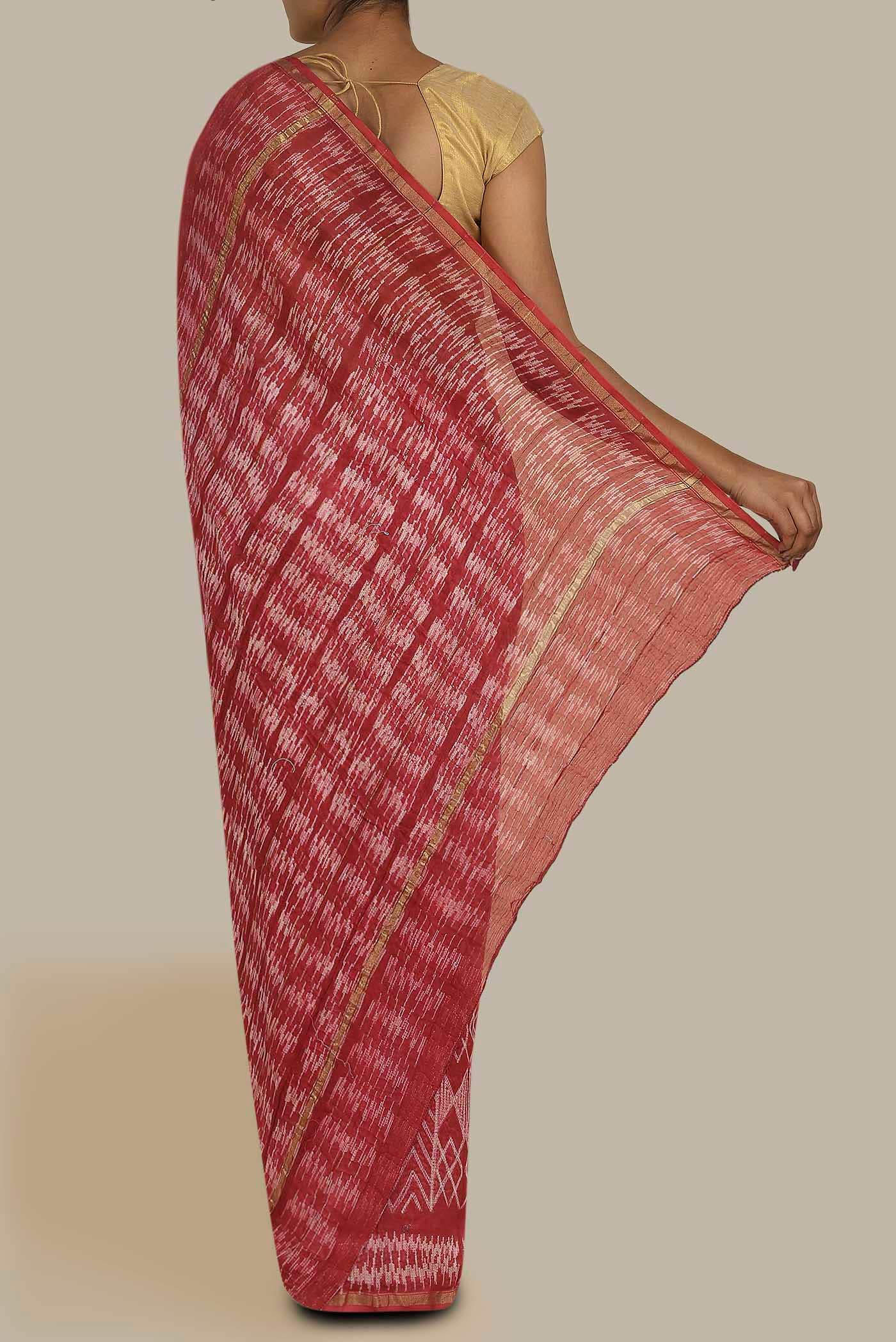 Red Chanderi Silk Cotton Saree