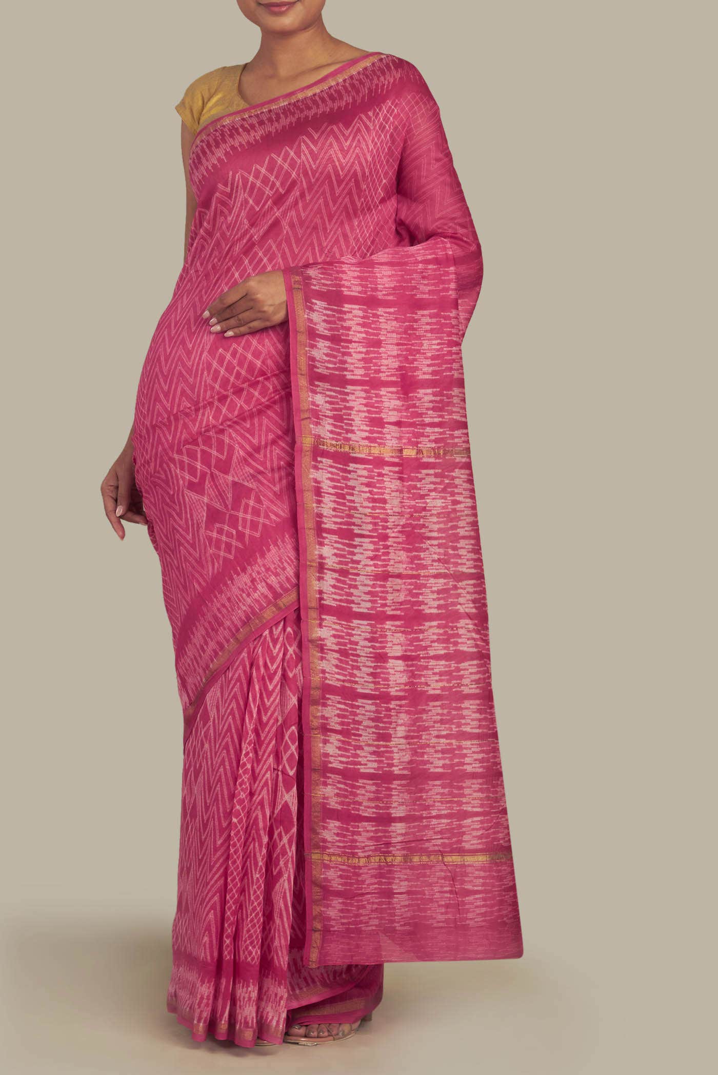 Pink Chanderi Silk Cotton Saree