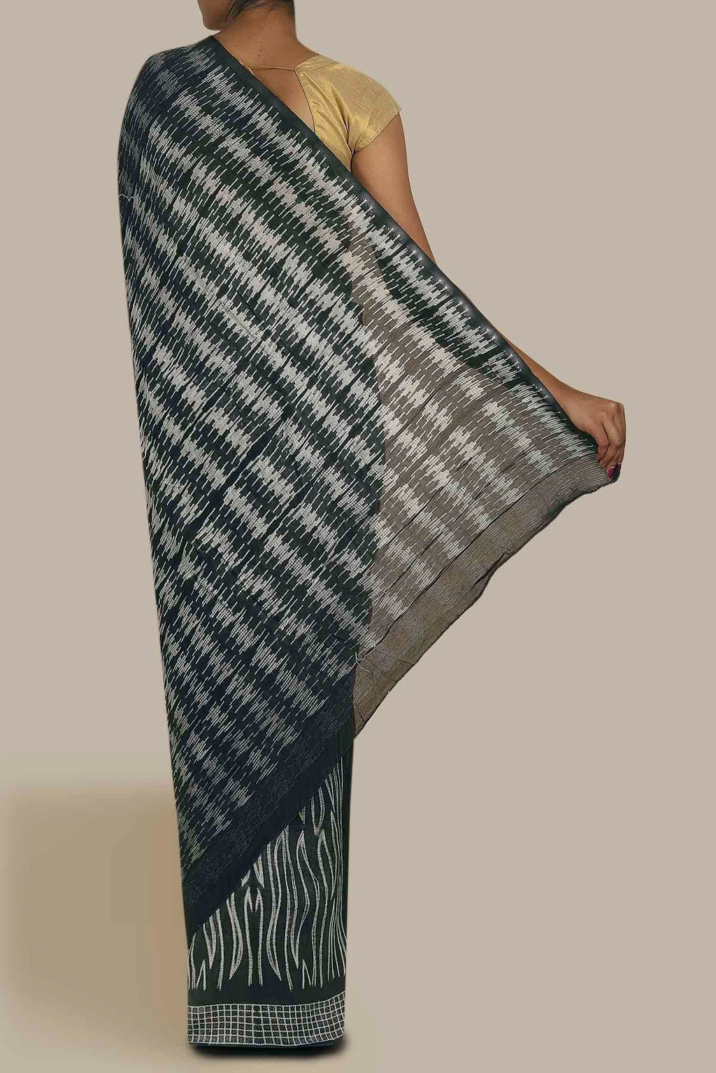 Black Chanderi Silk Cotton Saree