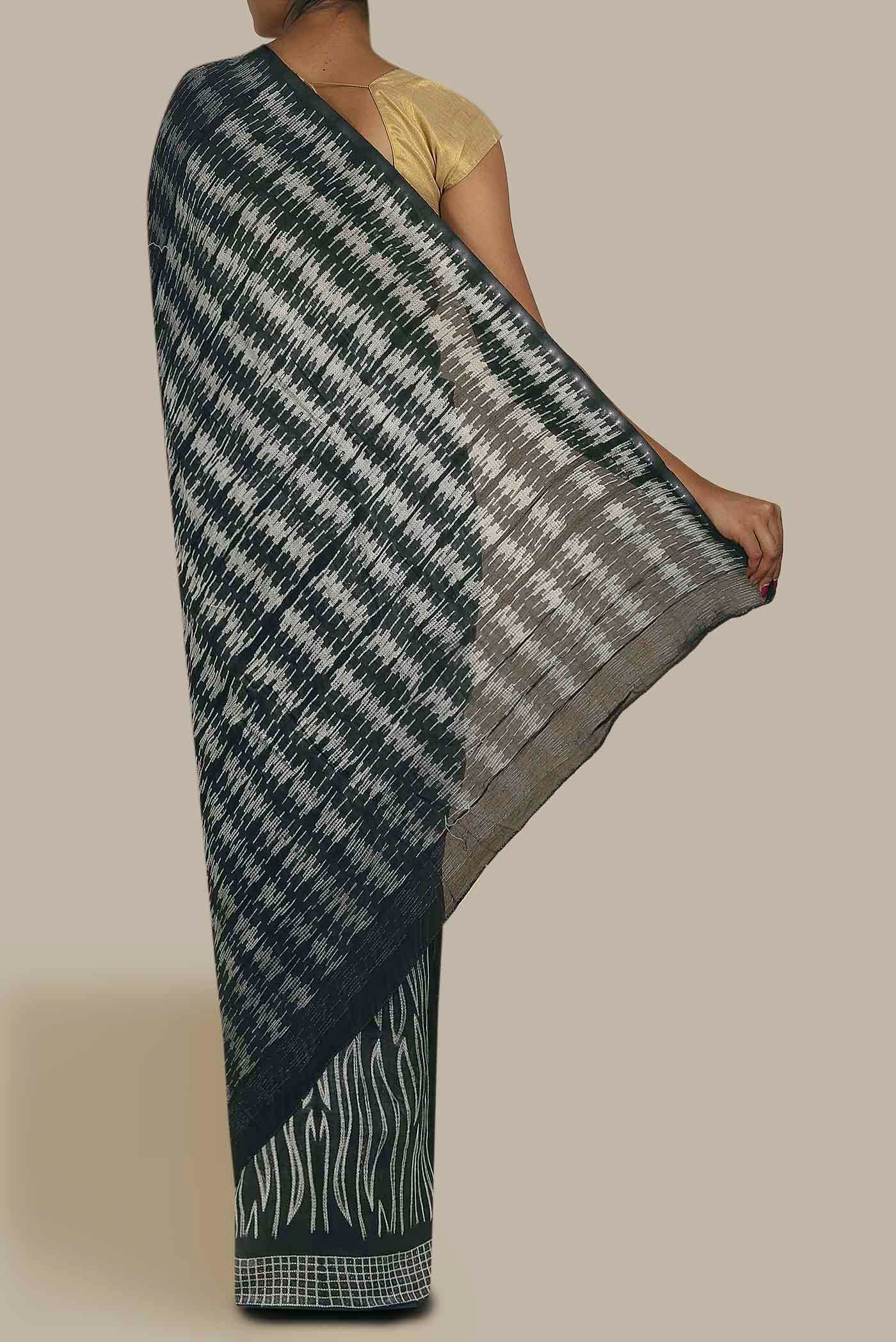 Black Chanderi Silk Cotton Saree