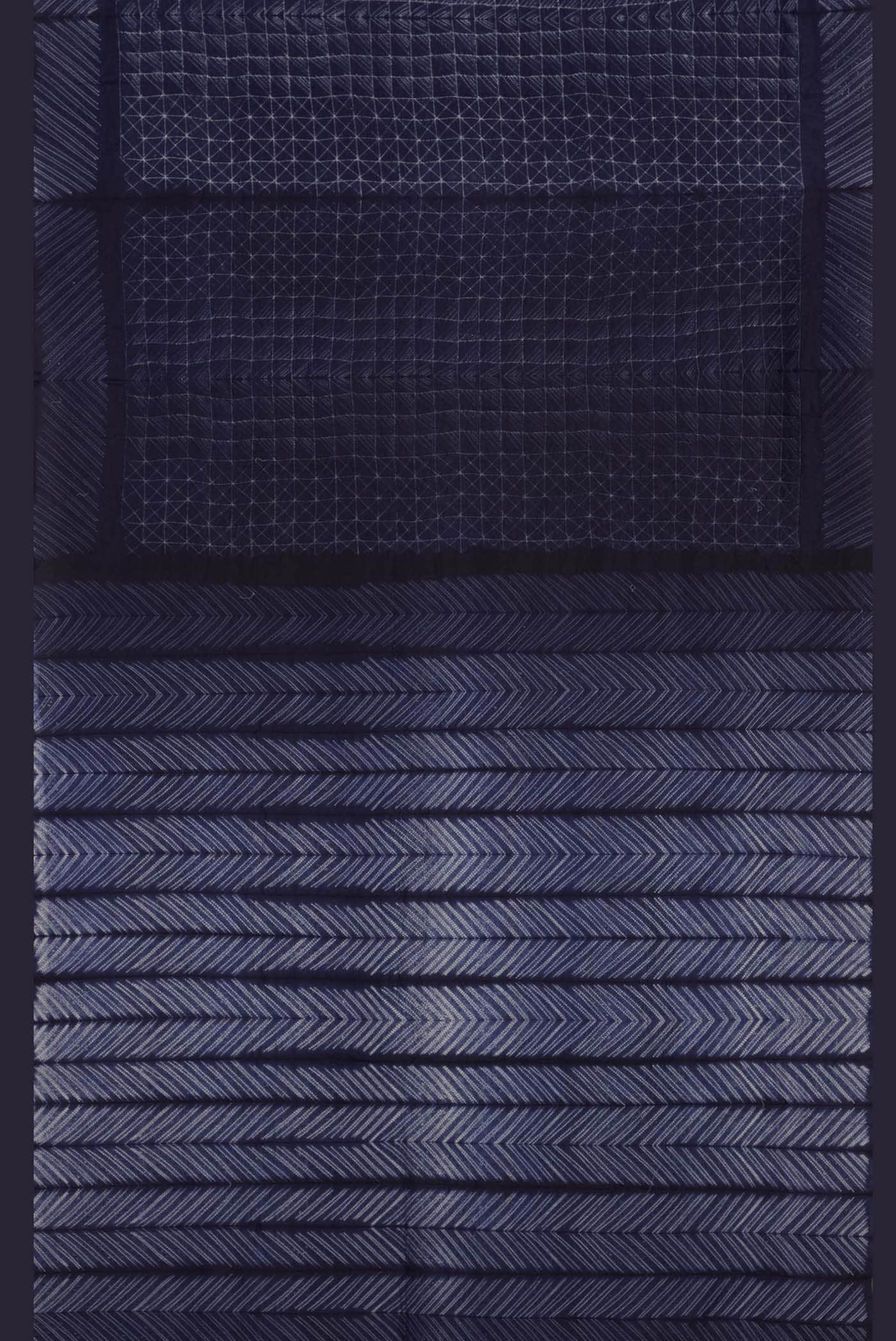 Navy Blue Tussar Silk Saree