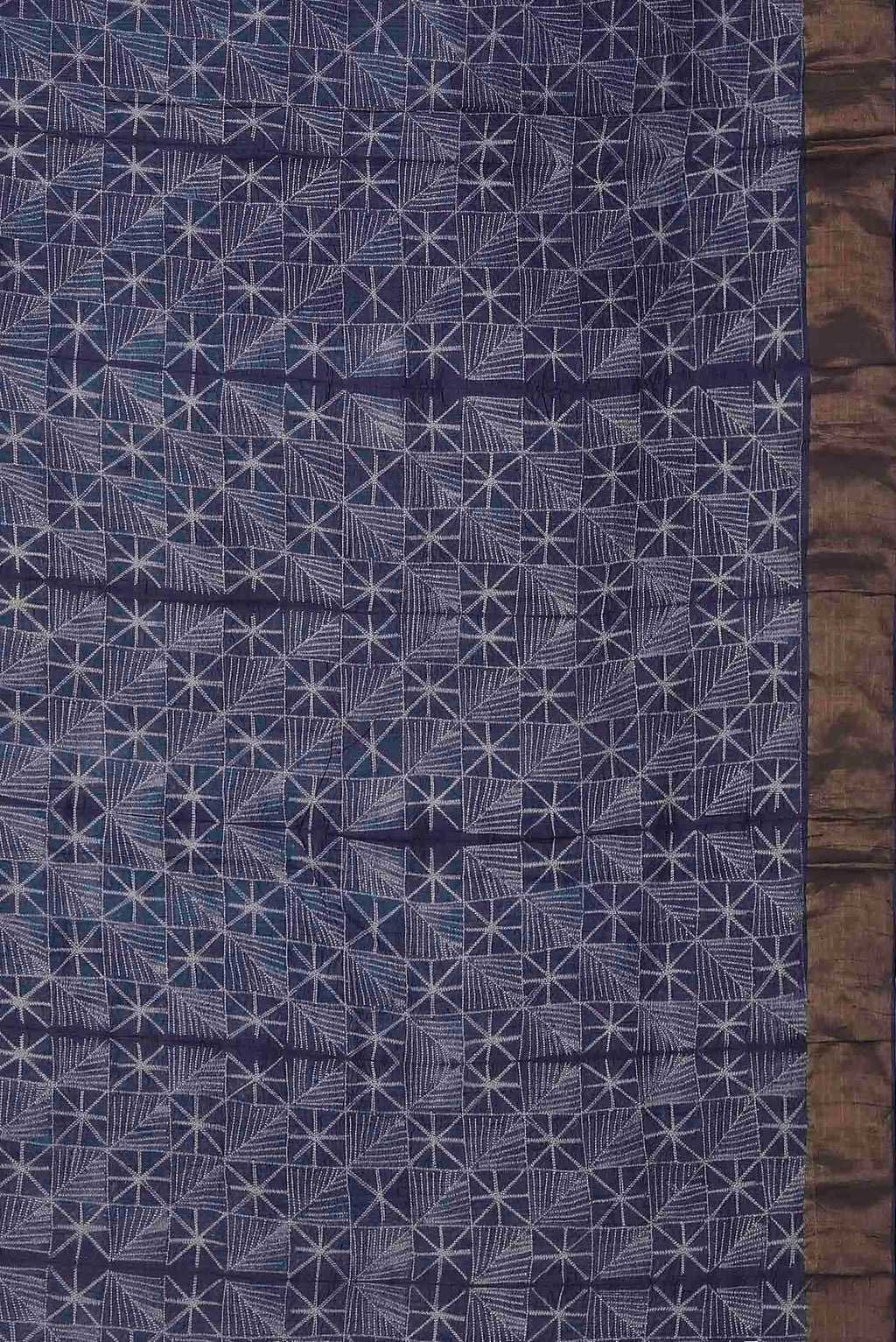 Blue Grey Tussar Silk Saree