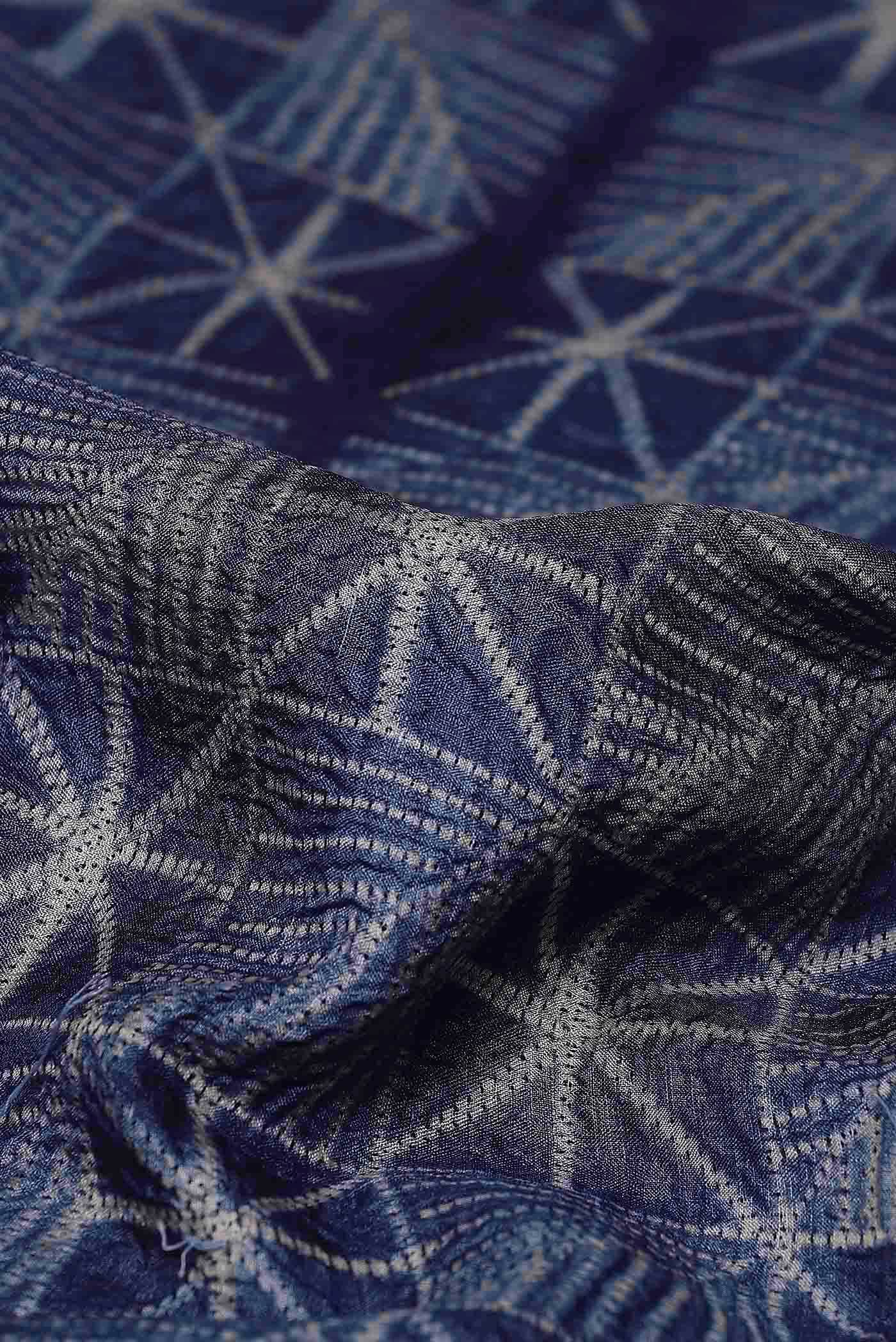 Blue Grey Tussar Silk Saree