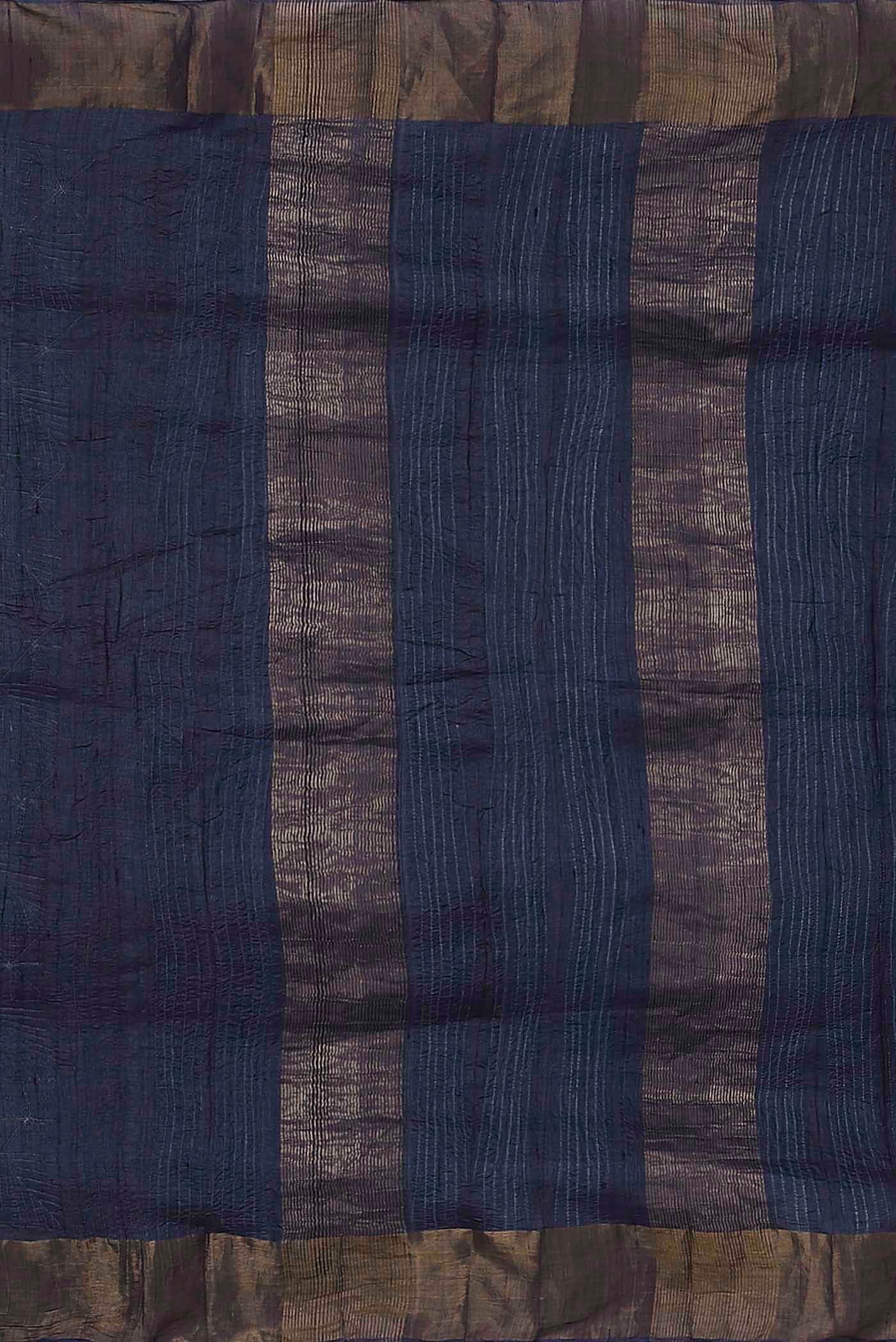 Blue Grey Tussar Silk Saree