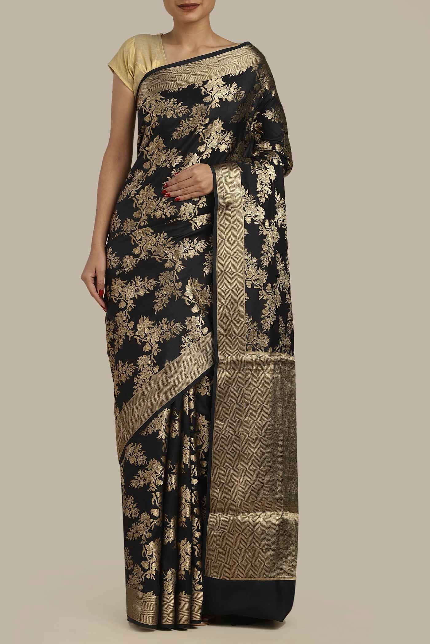 Black Banarasi Silk Saree