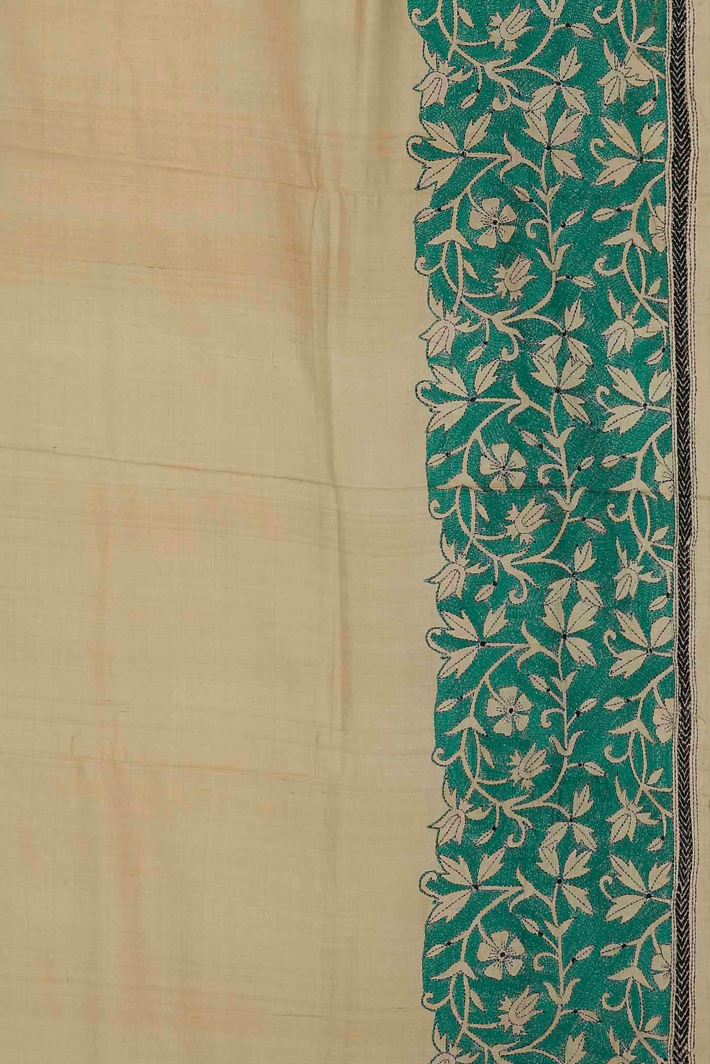 Beige Tussar Silk Saree