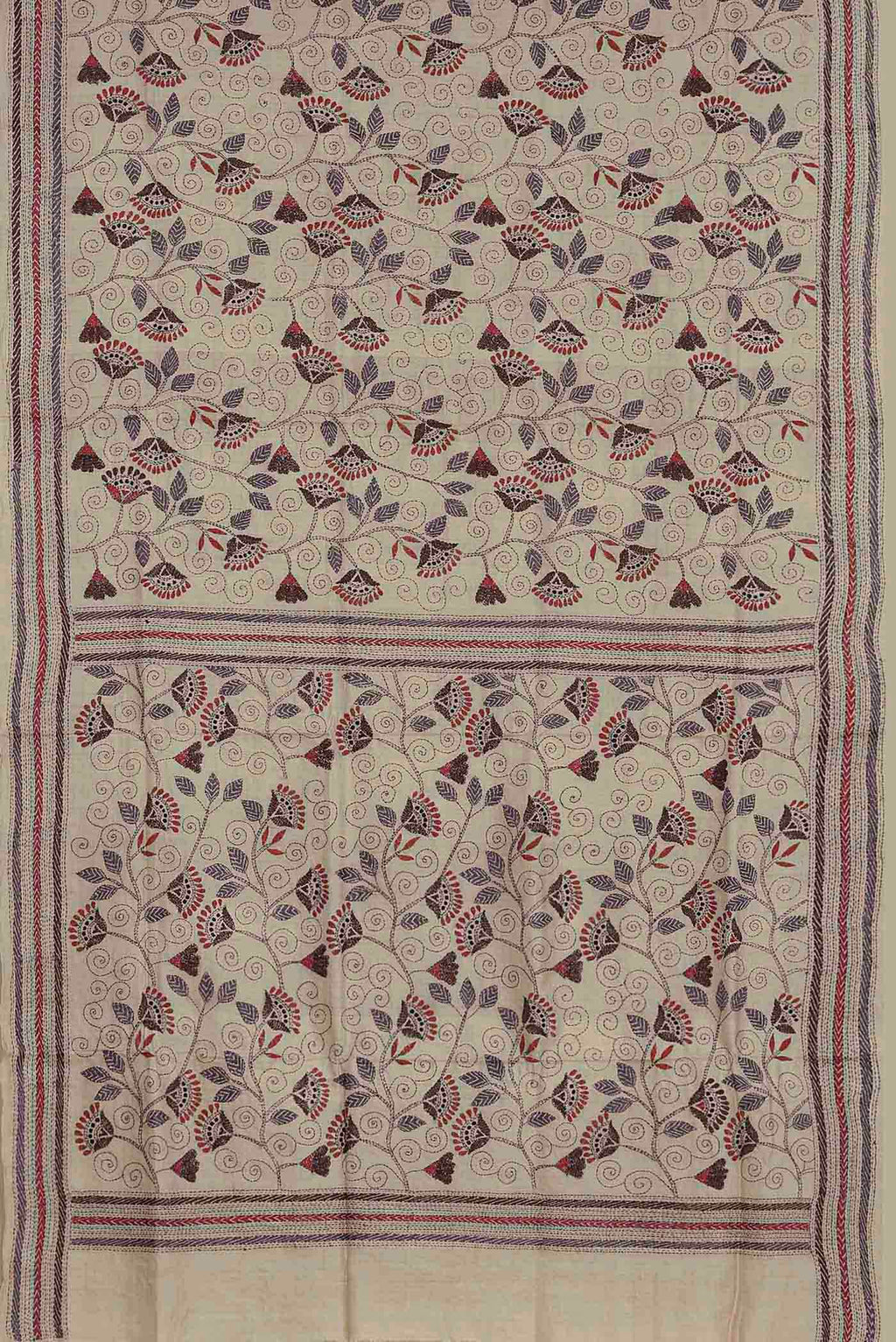Cream Tussar Silk Saree