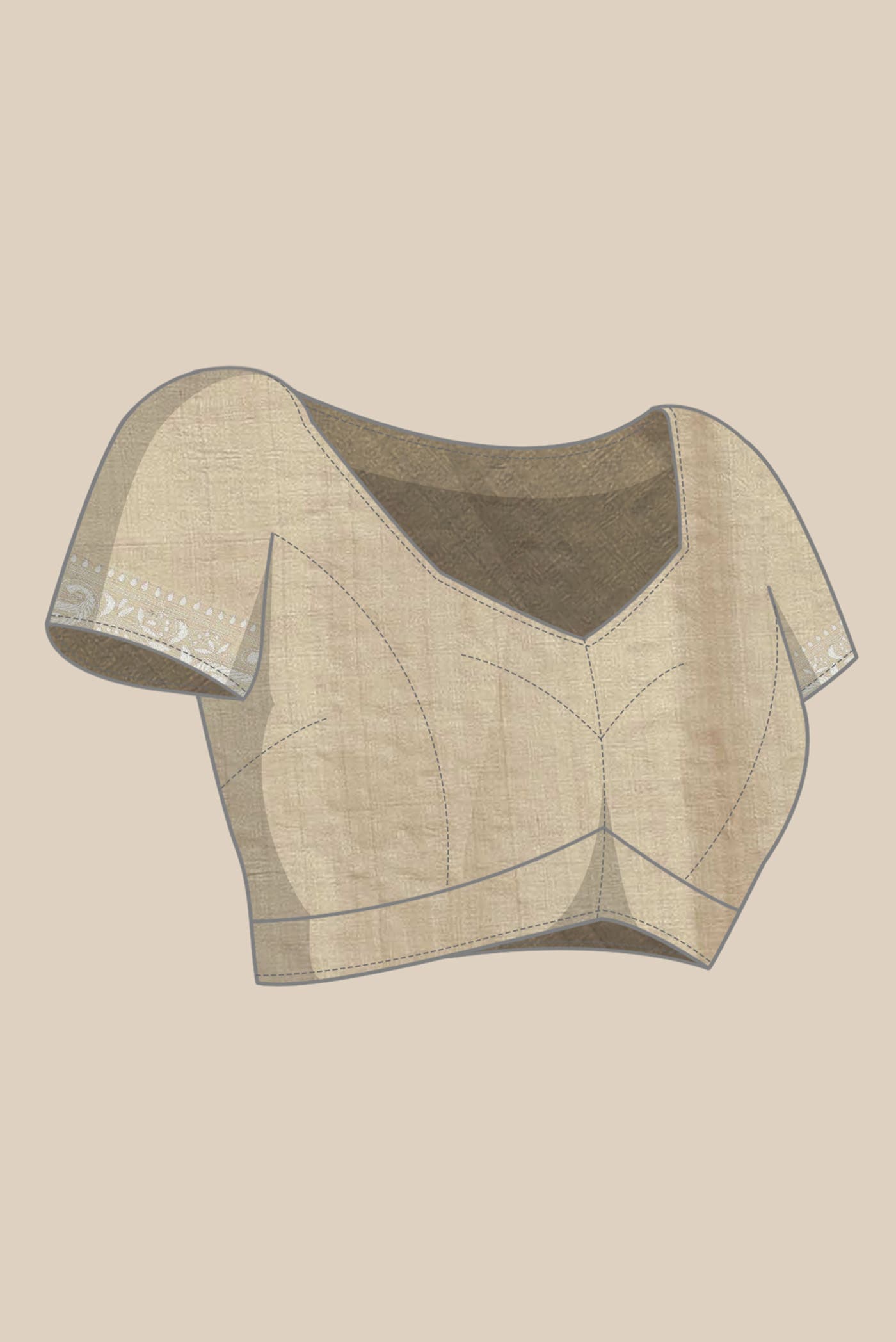 Cream Tussar Silk Saree