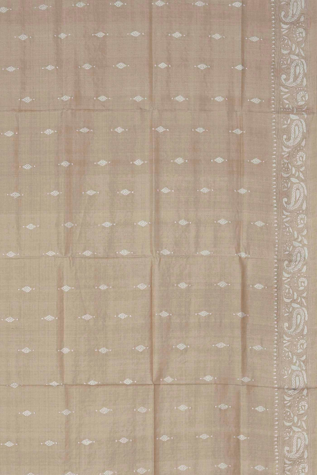 Cream Tussar Silk Saree
