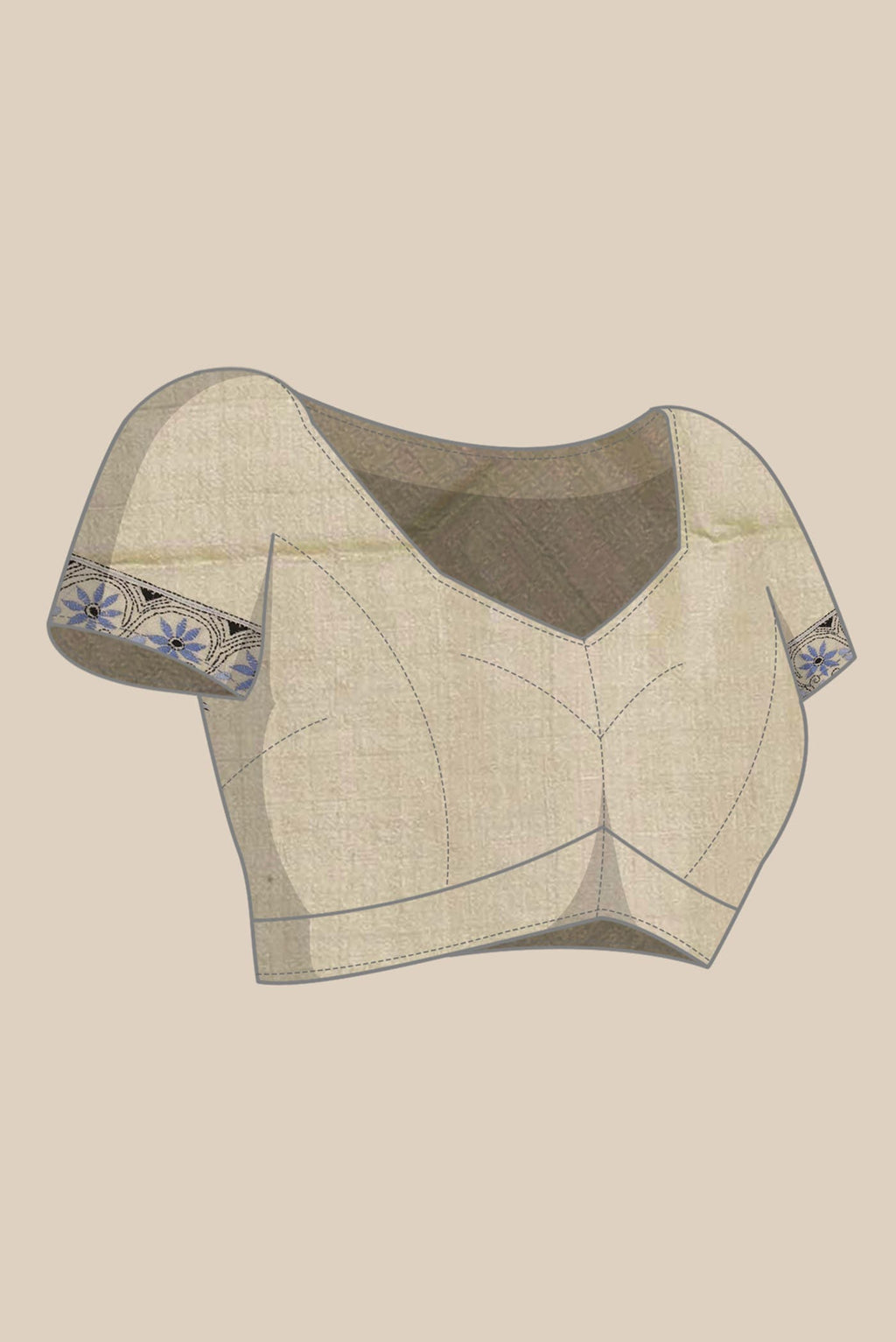 Beige Tussar Silk Saree