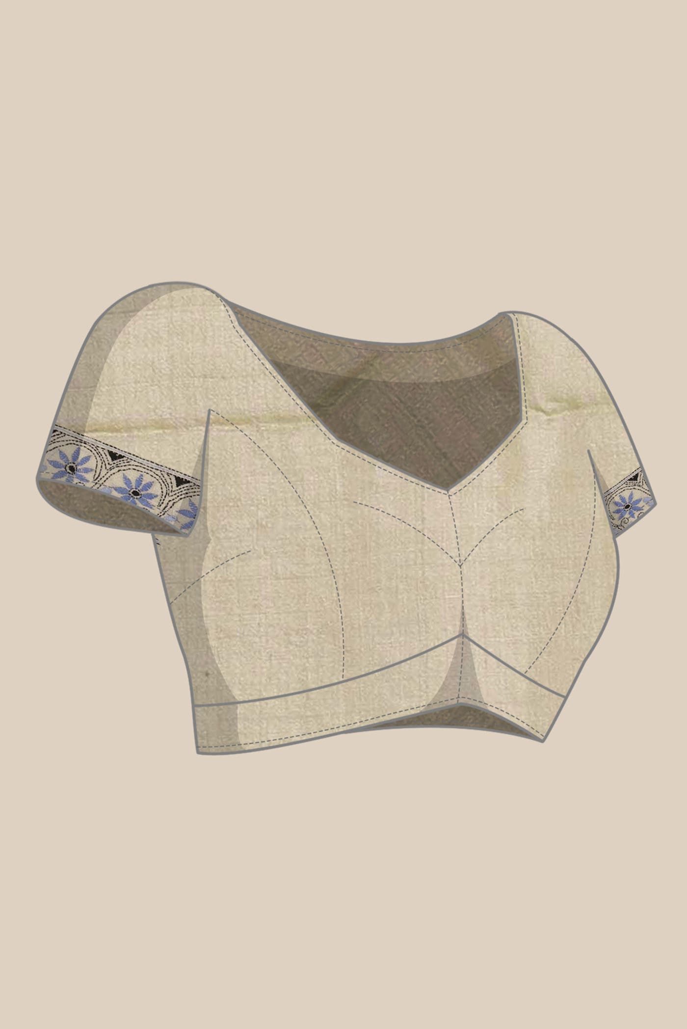 Beige Tussar Silk Saree