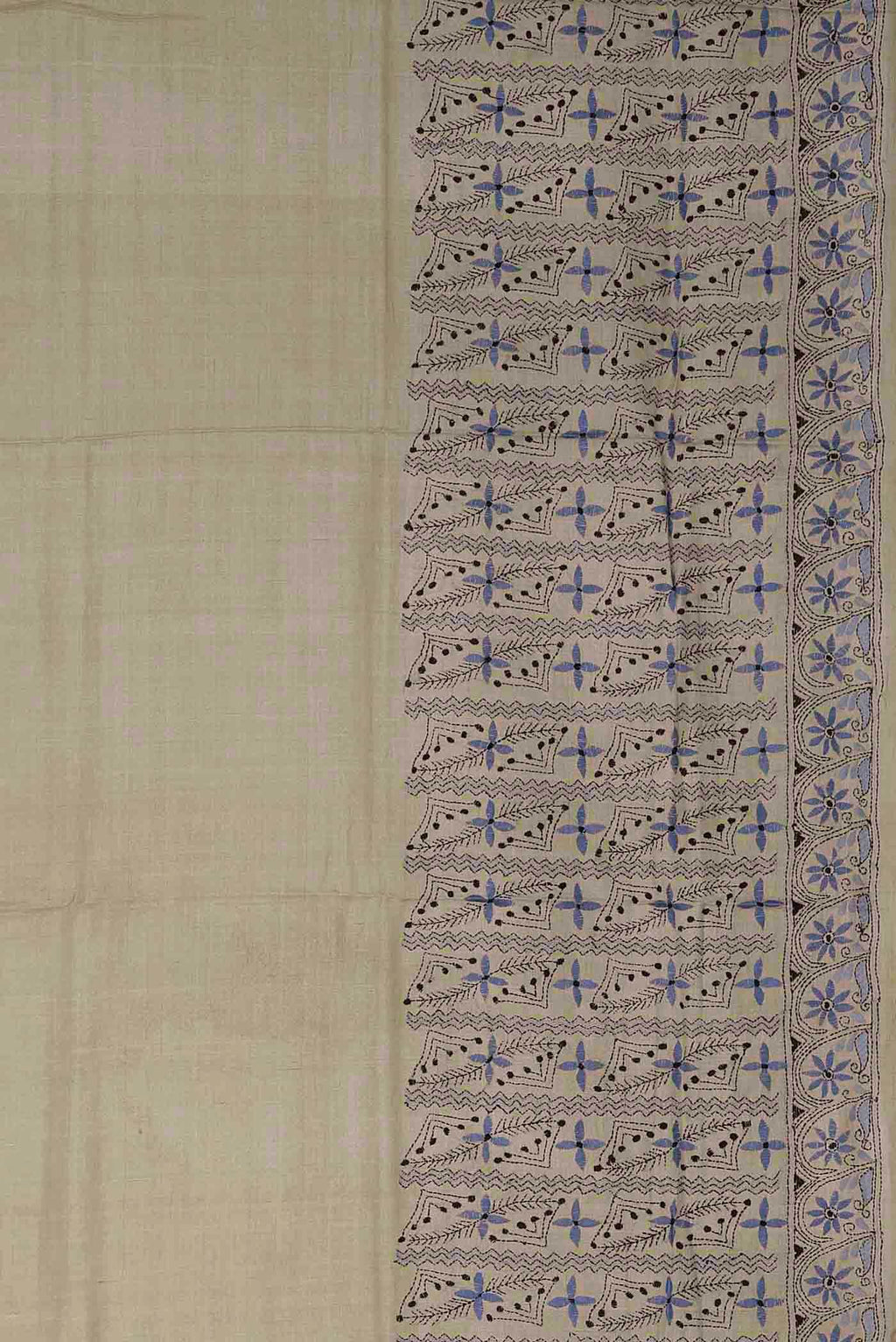Beige Tussar Silk Saree