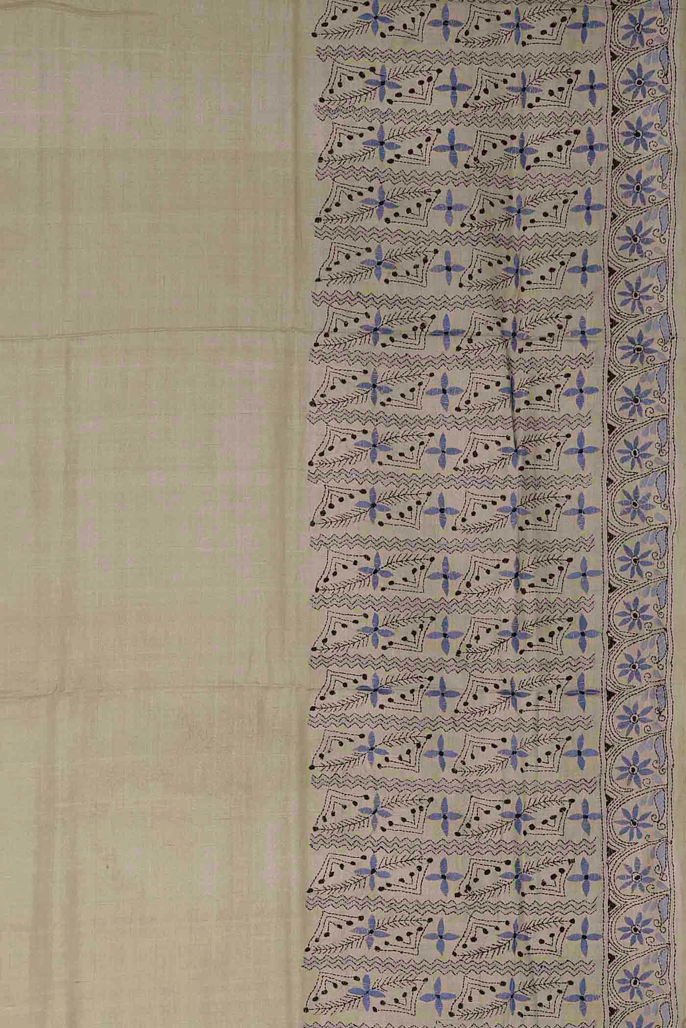 Beige Tussar Silk Saree