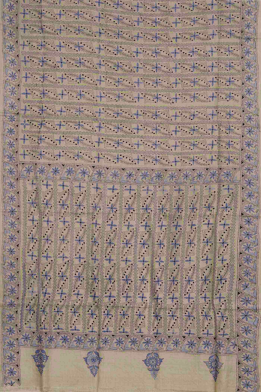 Beige Tussar Silk Saree