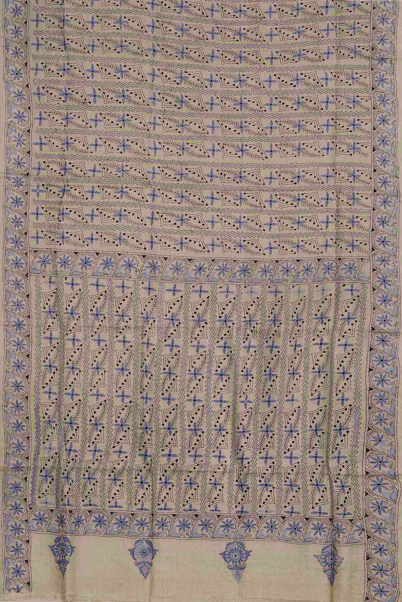 Beige Tussar Silk Saree