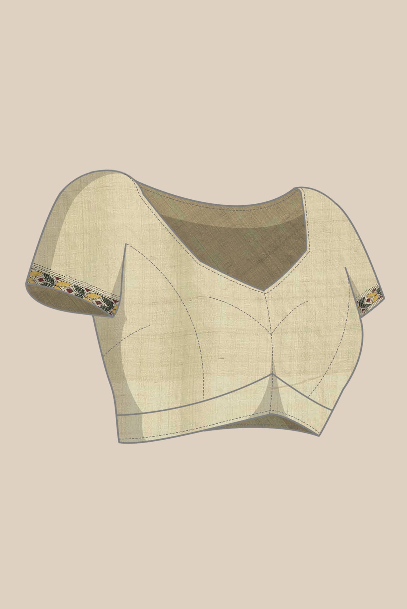 Beige Tussar Silk Saree