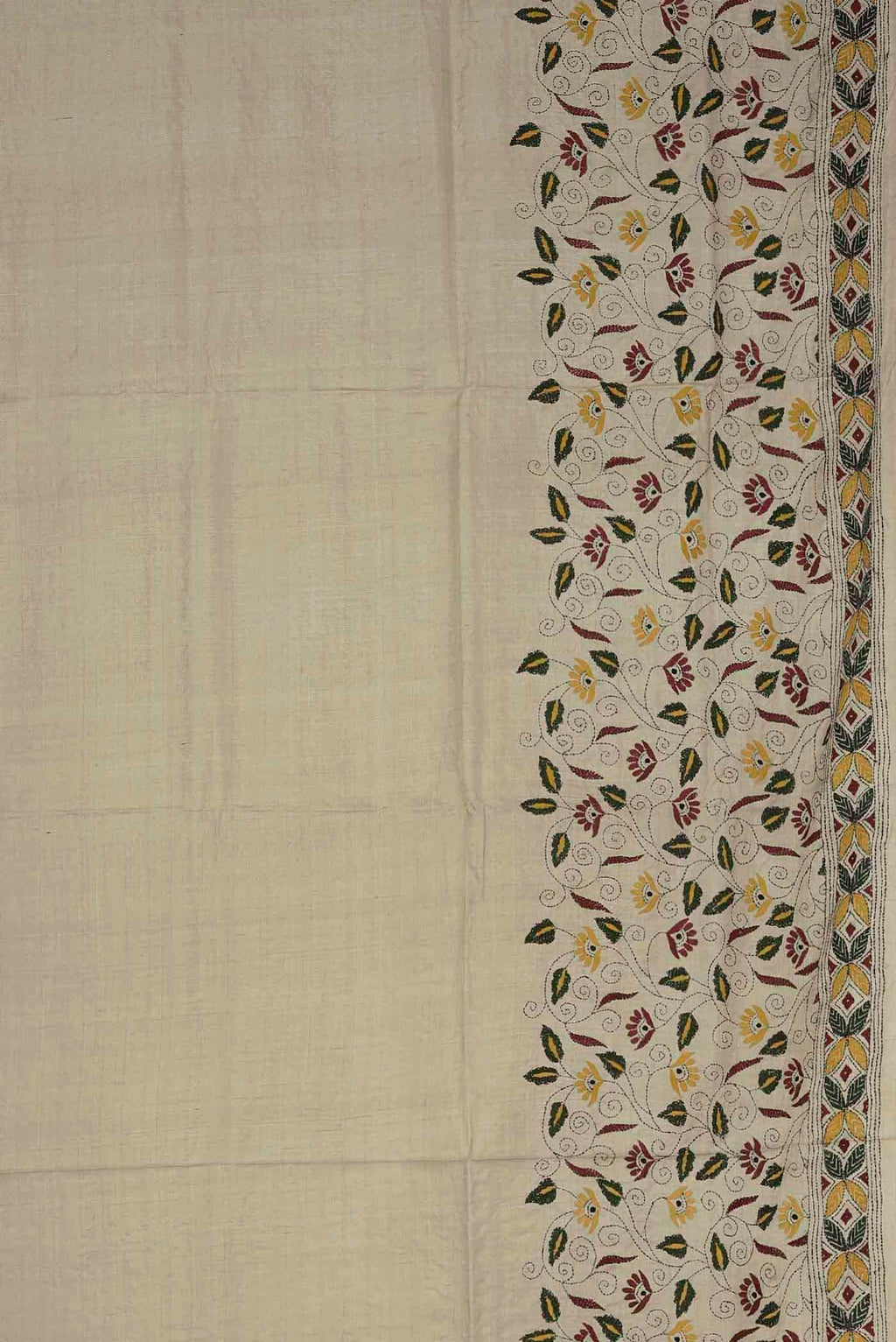 Beige Tussar Silk Saree