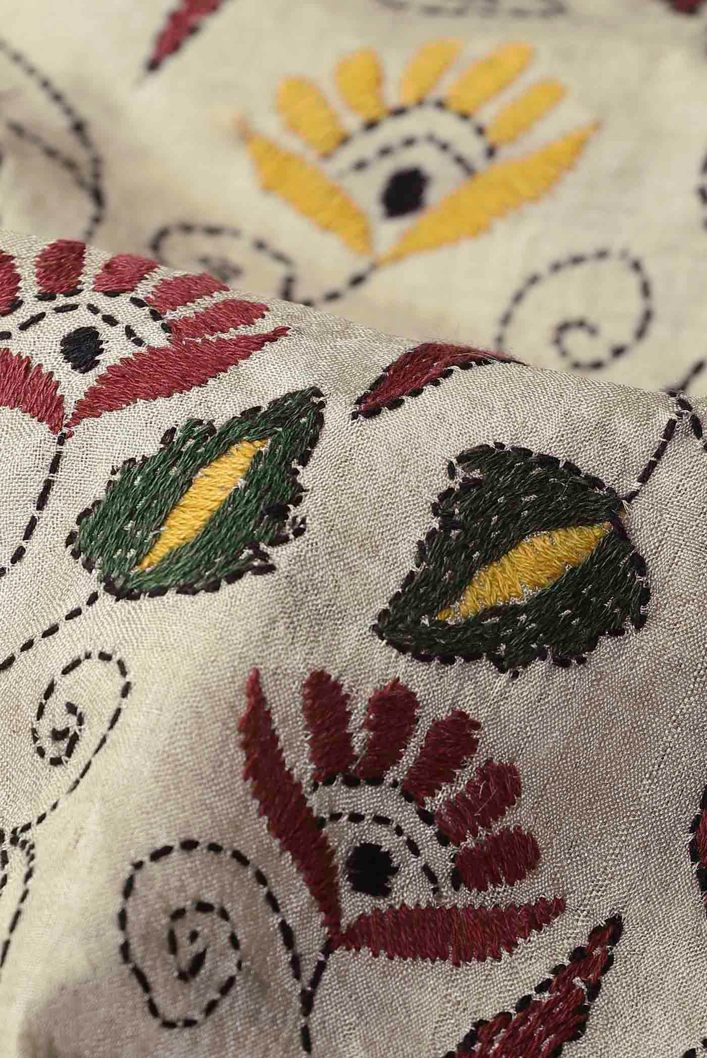 Beige Tussar Silk Saree