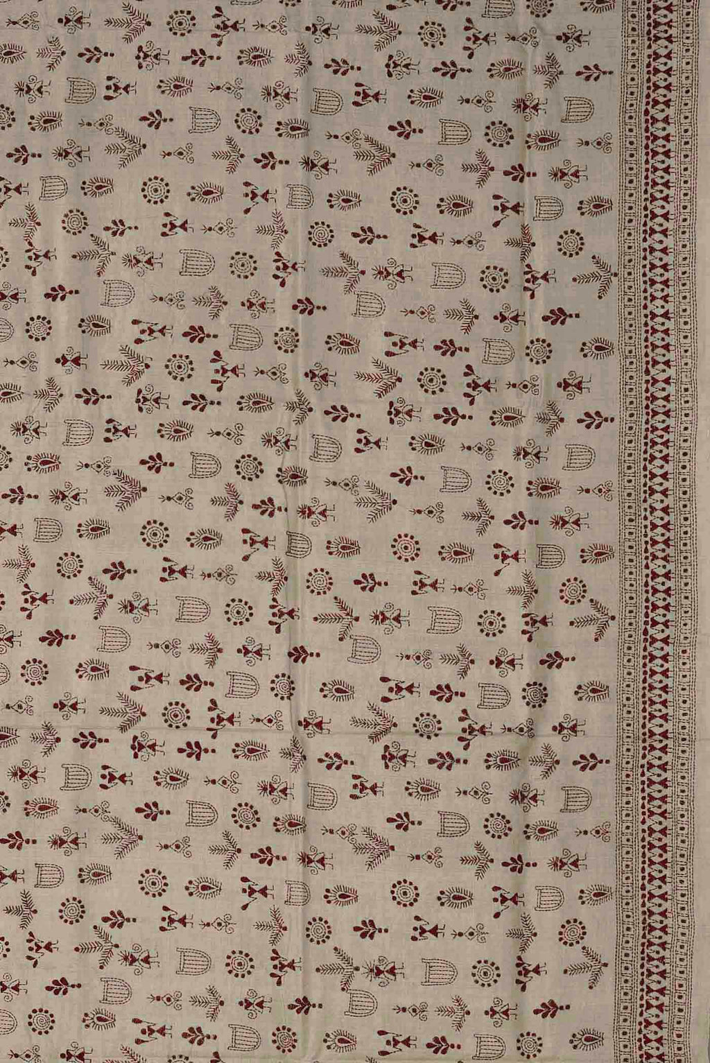 Beige Tussar Silk Saree