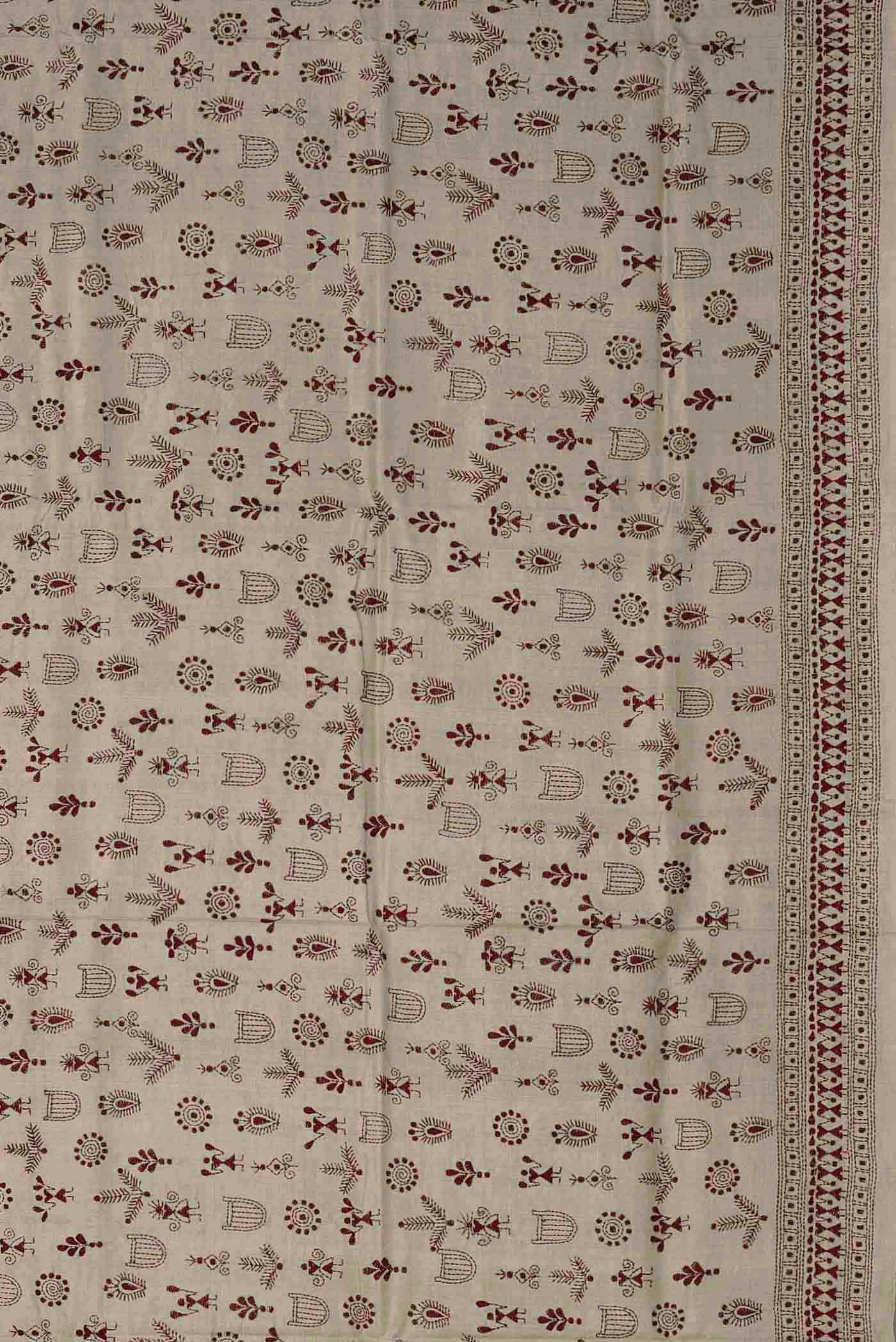 Beige Tussar Silk Saree