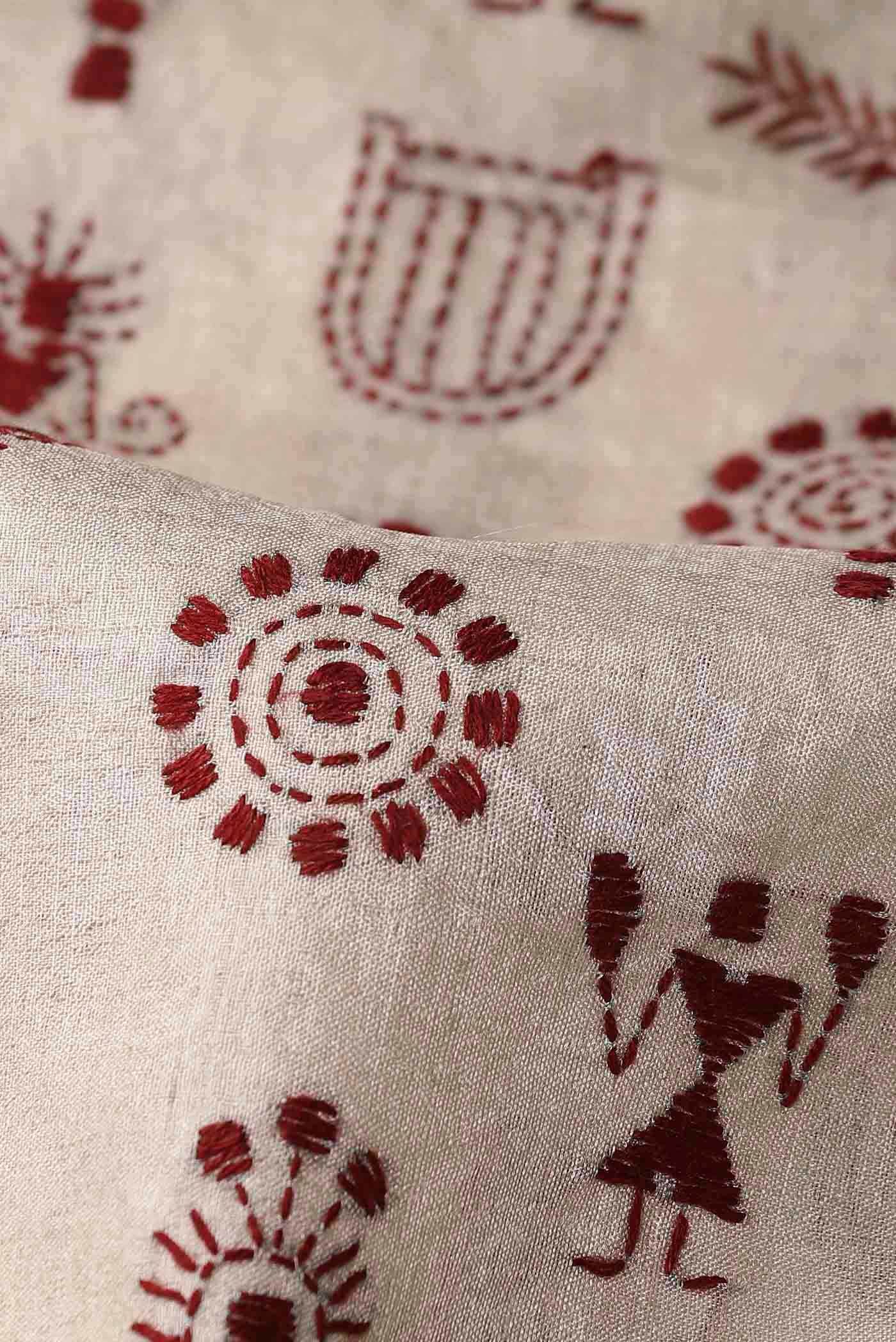 Beige Tussar Silk Saree