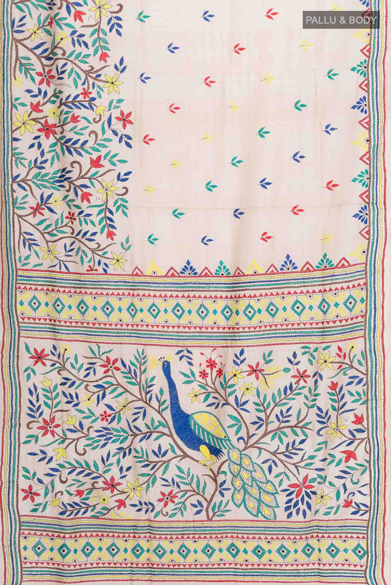 Beige Tussar Saree