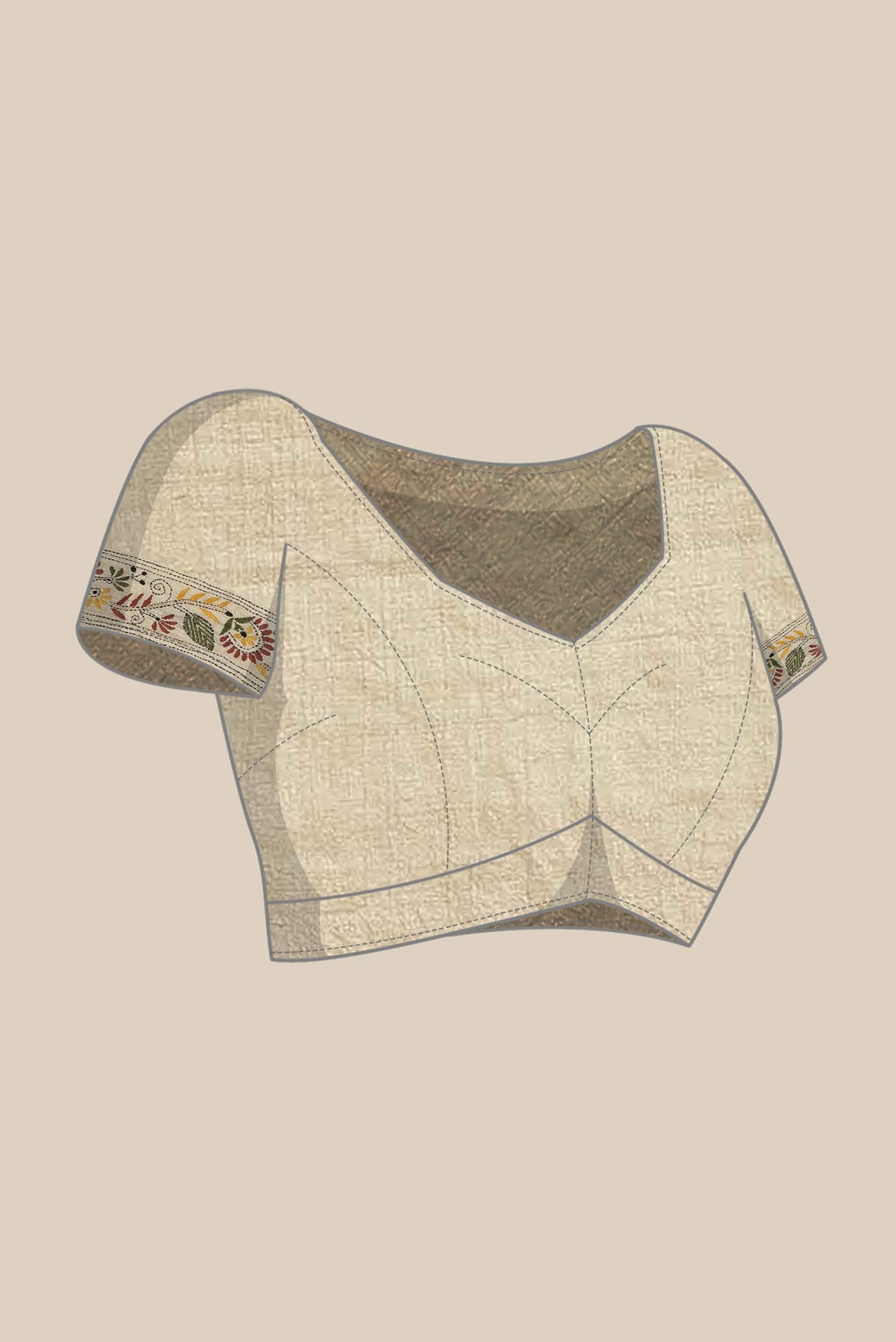 Beige Tussar Silk Saree