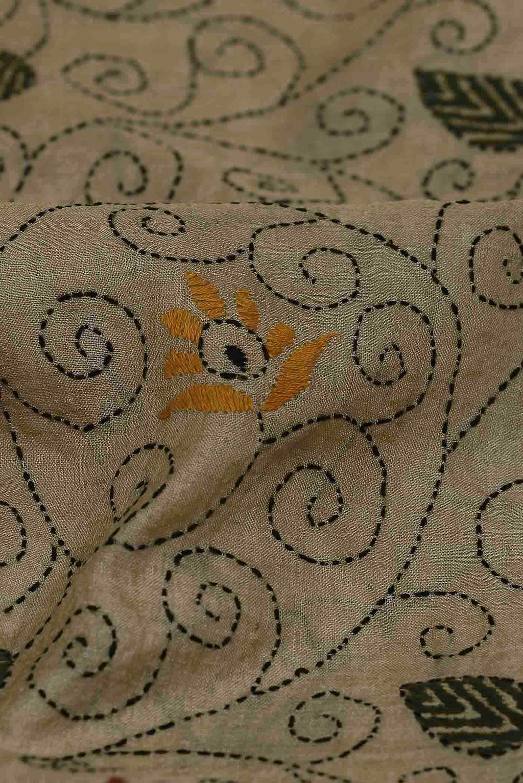 Beige Tussar Silk Saree