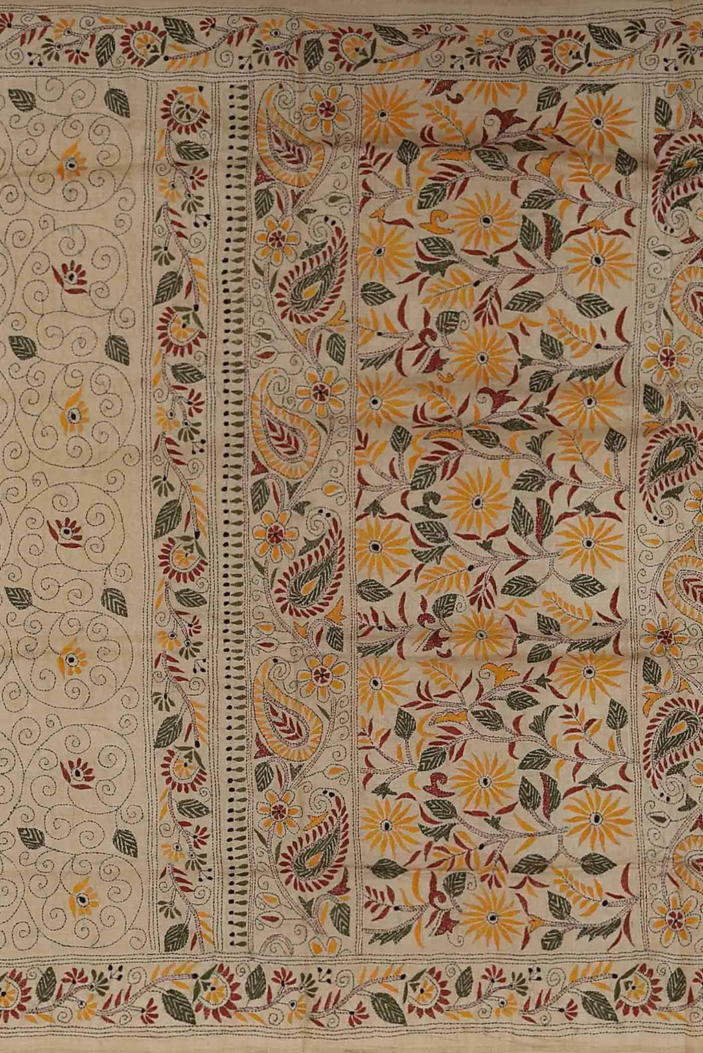 Beige Tussar Silk Saree