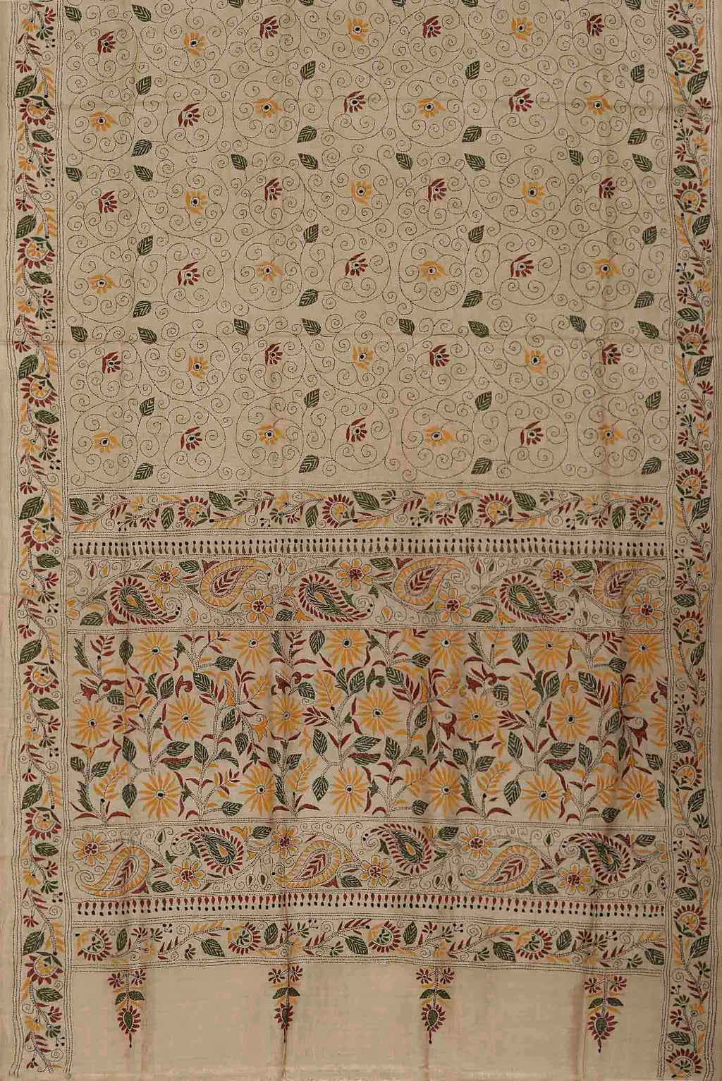 Beige Tussar Silk Saree