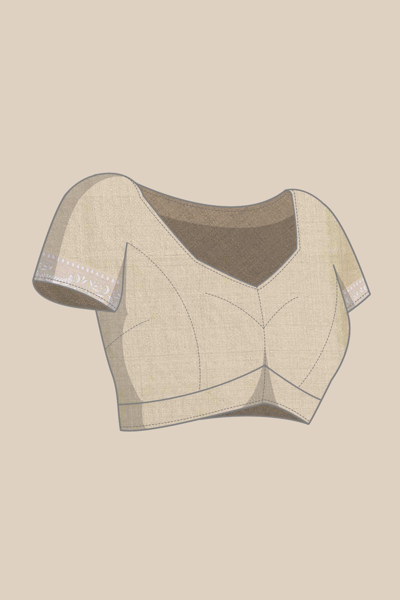 Beige Tussar Silk Saree