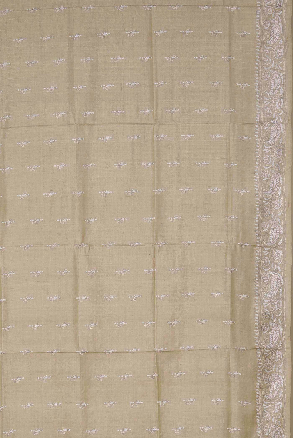 Beige Tussar Silk Saree