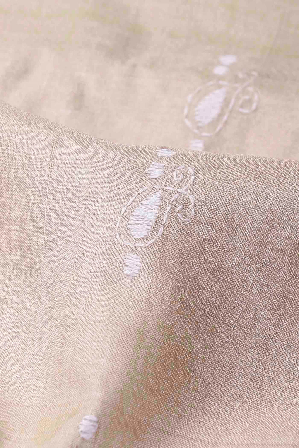 Beige Tussar Silk Saree